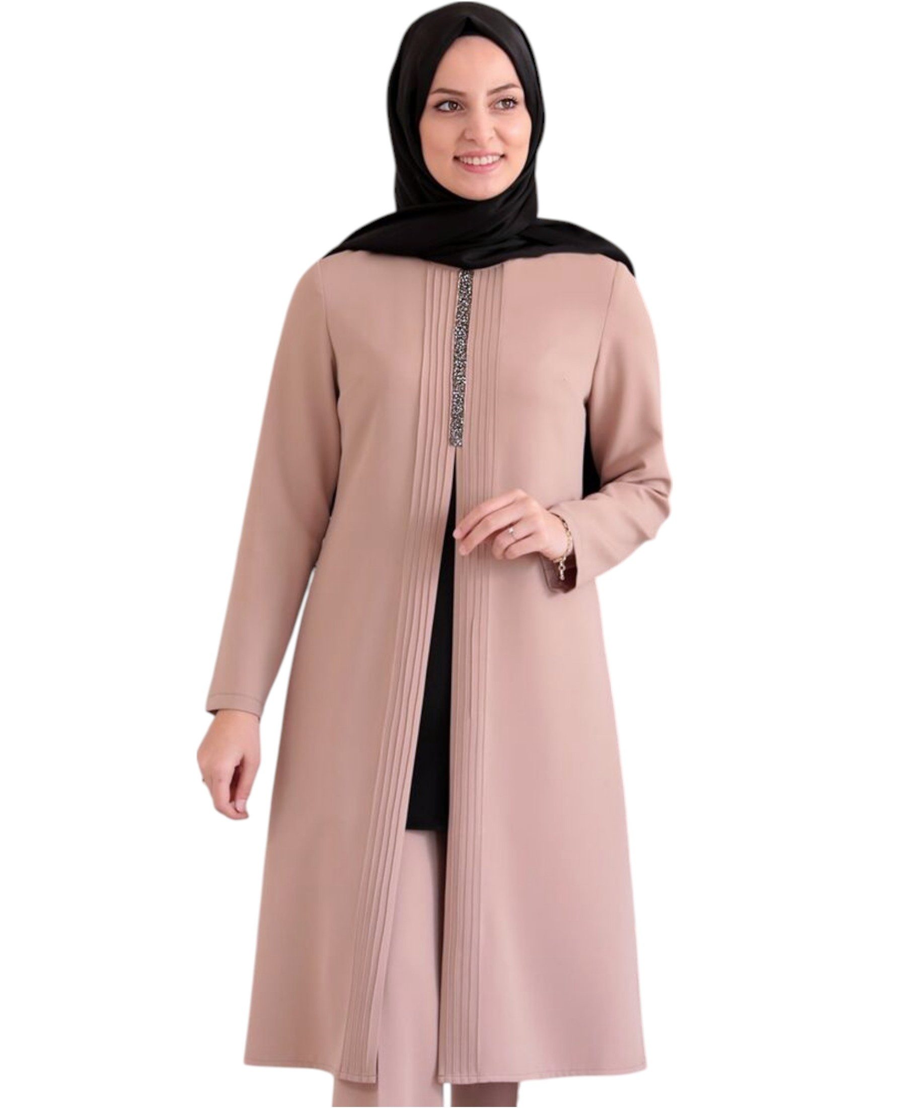 fashionshowcase Anzug Damen Zweiteiler - Gerippte Longtunika mit Hose - Modest Fashion