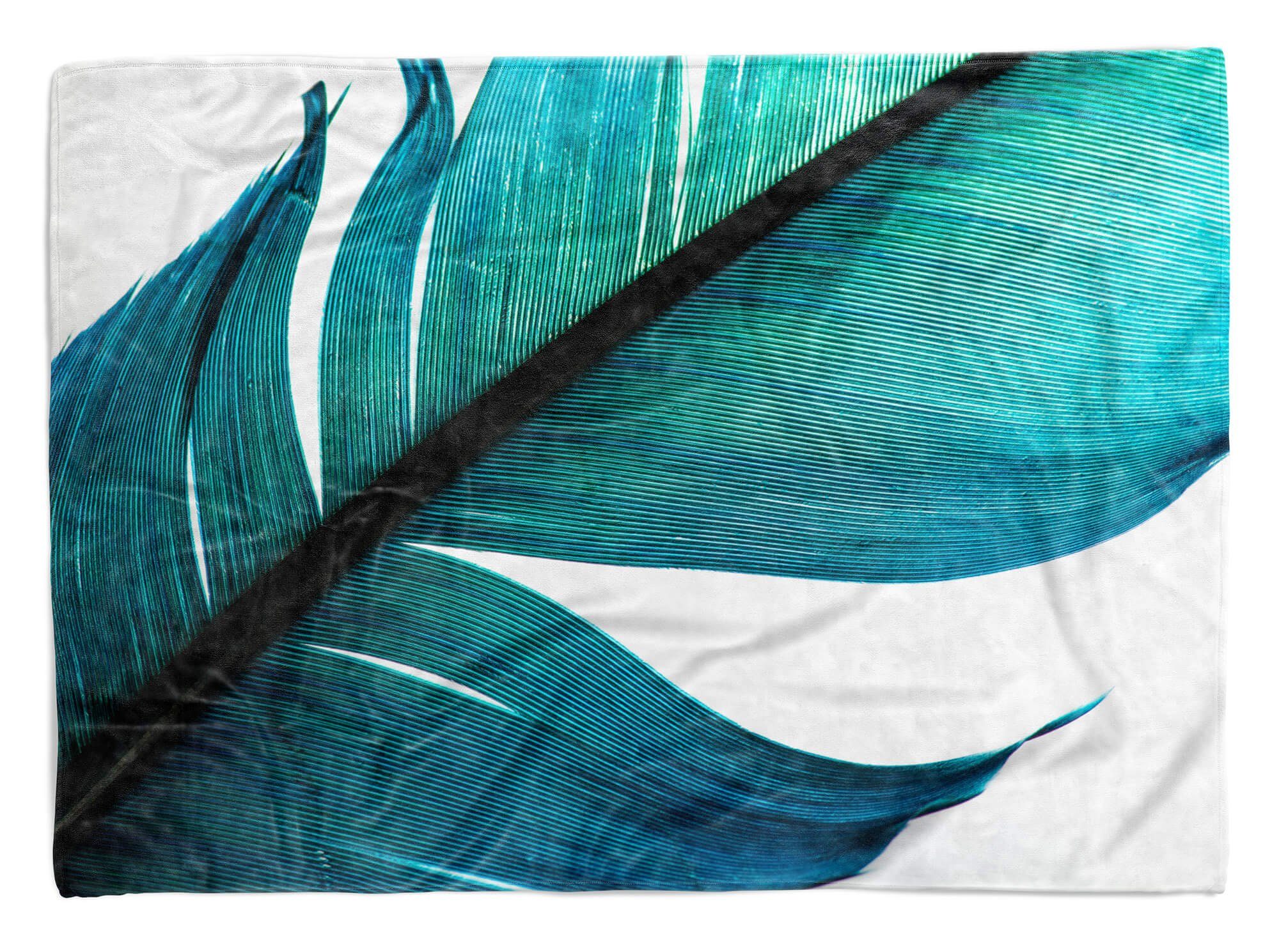 Sinus Art Handtücher Handtuch Strandhandtuch Saunatuch Kuscheldecke mit Fotomotiv blaue Feder Schön, Baumwolle-Polyester-Mix (1-St), Handtuch | Saunahandtücher