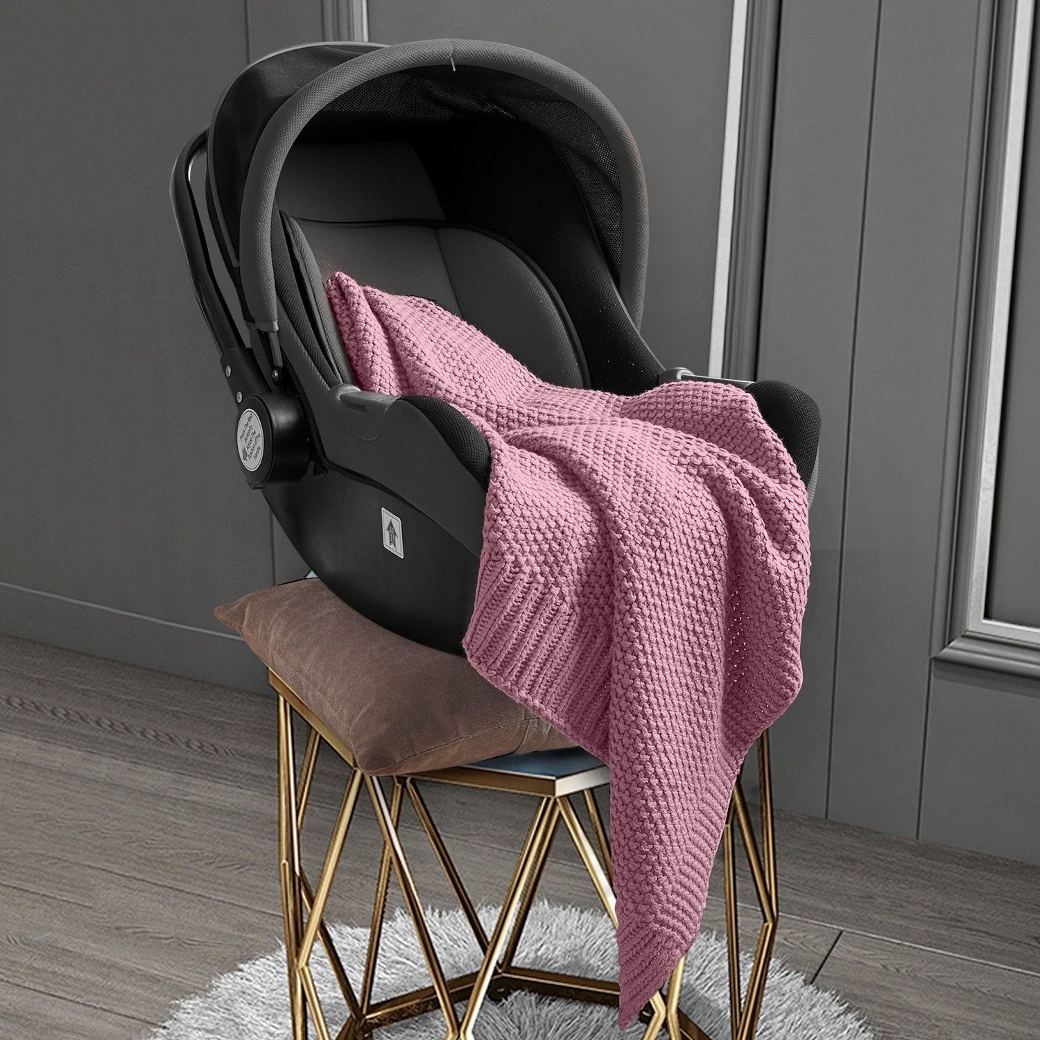 Babydecke Baby- und Kinderdecke aus kuschelweichem Strick in 70x100 cm, wom günstig online kaufen