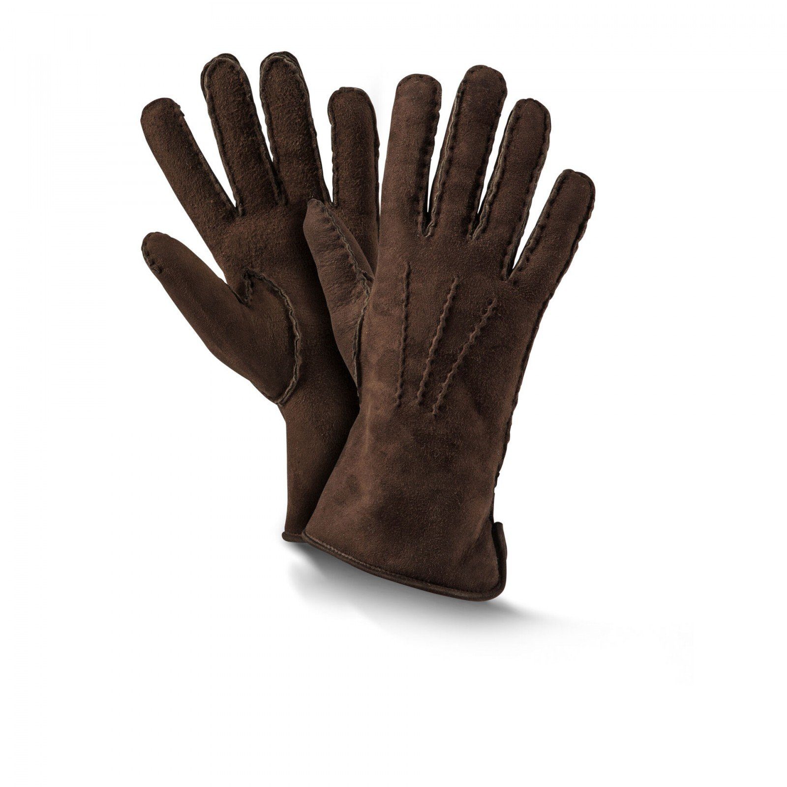 Fellhof Lederhandschuhe Fingerhandschuhe Leder-Handschuh 6,5-10,5 braun  Premium