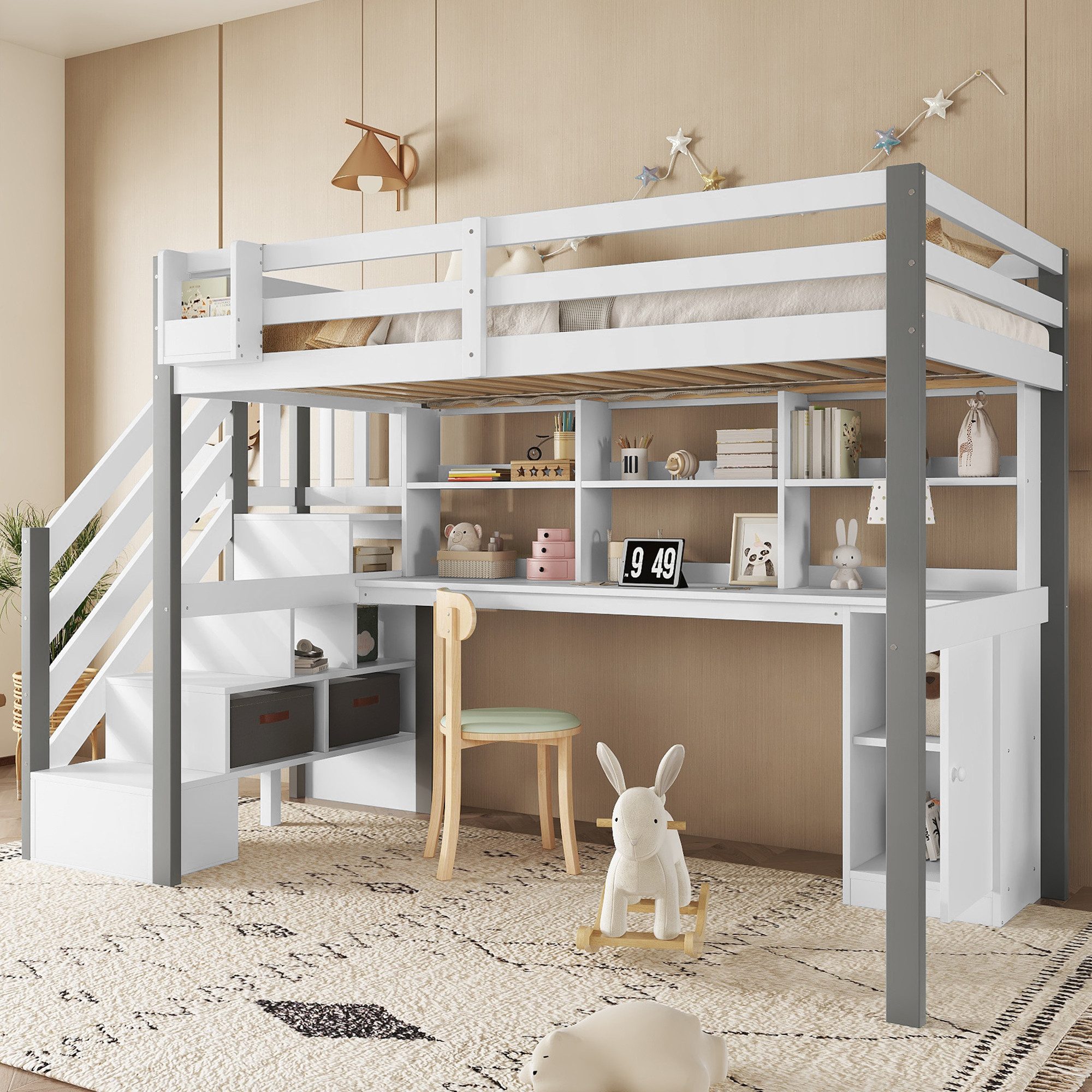 Merax Hochbett (1-St) Etagenbett Kinderbett 90x200cm günstig online kaufen