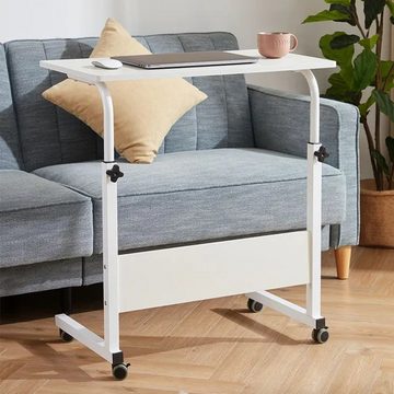 PFCTART Beistelltisch 80 cm Betttisch Beistelltisch pflegetisch (Laptop Ständer Tisch für krankenbett Büro Schlafzimmer), Laptoptisch Höhenverstellbar mit Rollen