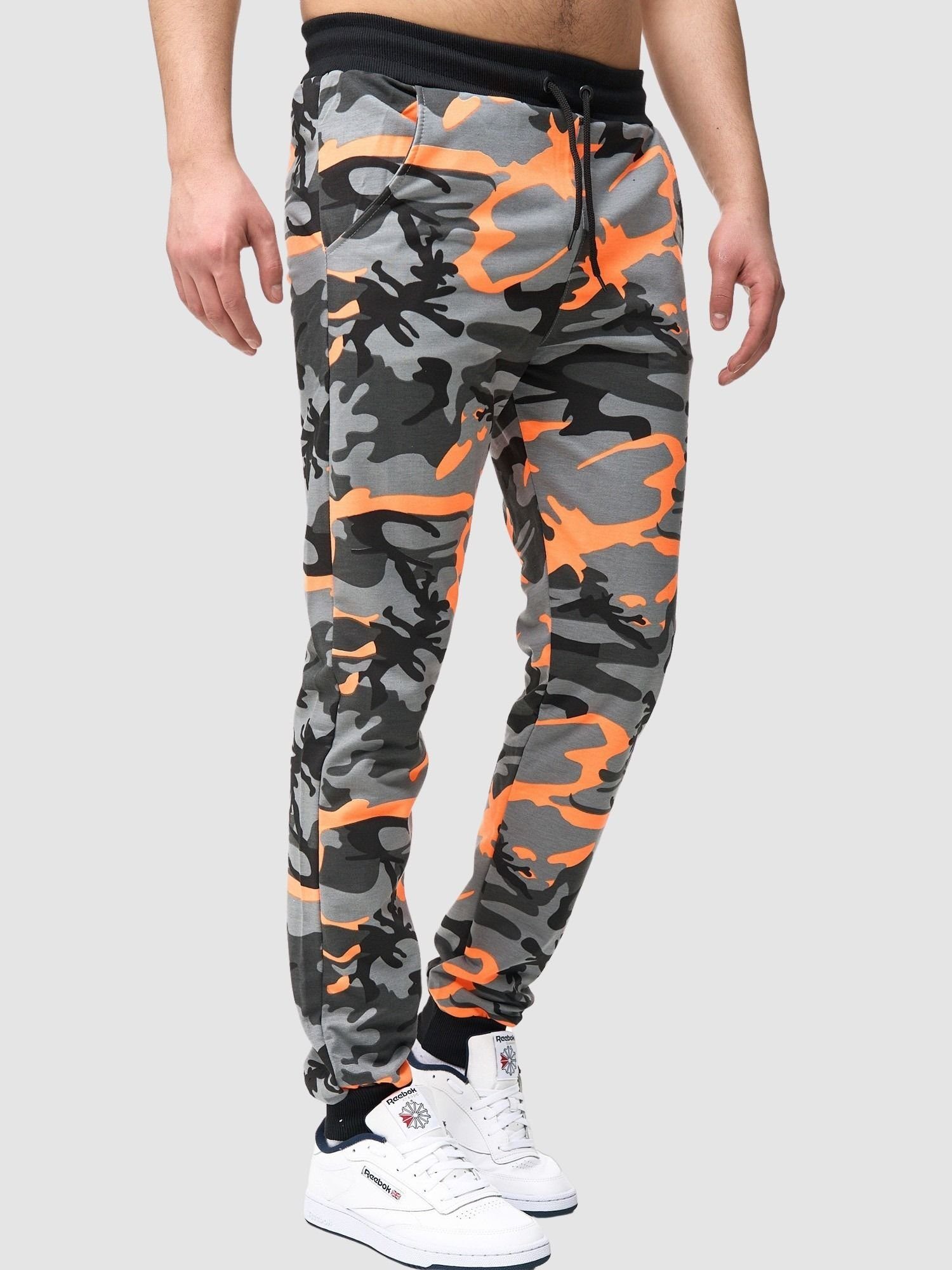 Männer Kayna Sweatpants, Casual Jogginghose Trainingshose Fitness Jogginghose Sweatpants (Sporthose hose Camoufla John Freizeit Orange Herren Trainingshose Sport 1-tlg)