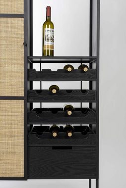 Trendmöbel24 Kommode Weinschrank Weinregal GUUJI HIGH mit Rattantüre