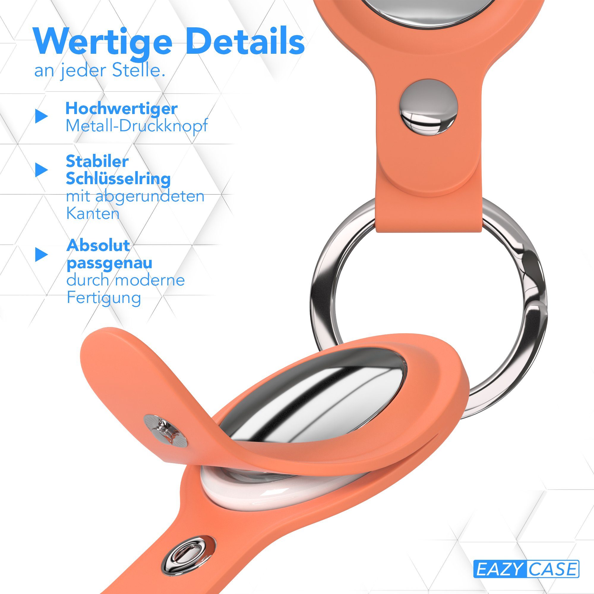 EAZY CASE Schlüsselanhänger Anhänger kompatibel mit Apple AirTag, Airtag Hülle mit kurzer Silikon Schlaufe Kratzfest GPS Tasche Orange – Bild 5 von 5