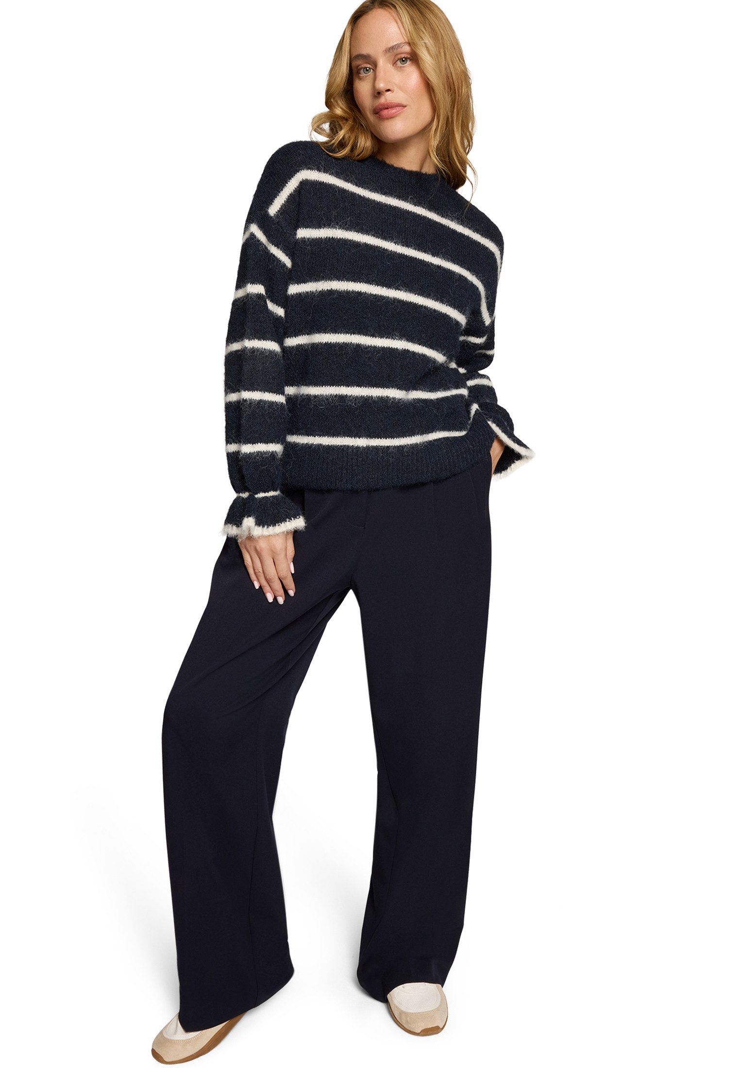 Zero Strickpullover Damen gestreift mit Wolle (1-tlg) weiteres Detail