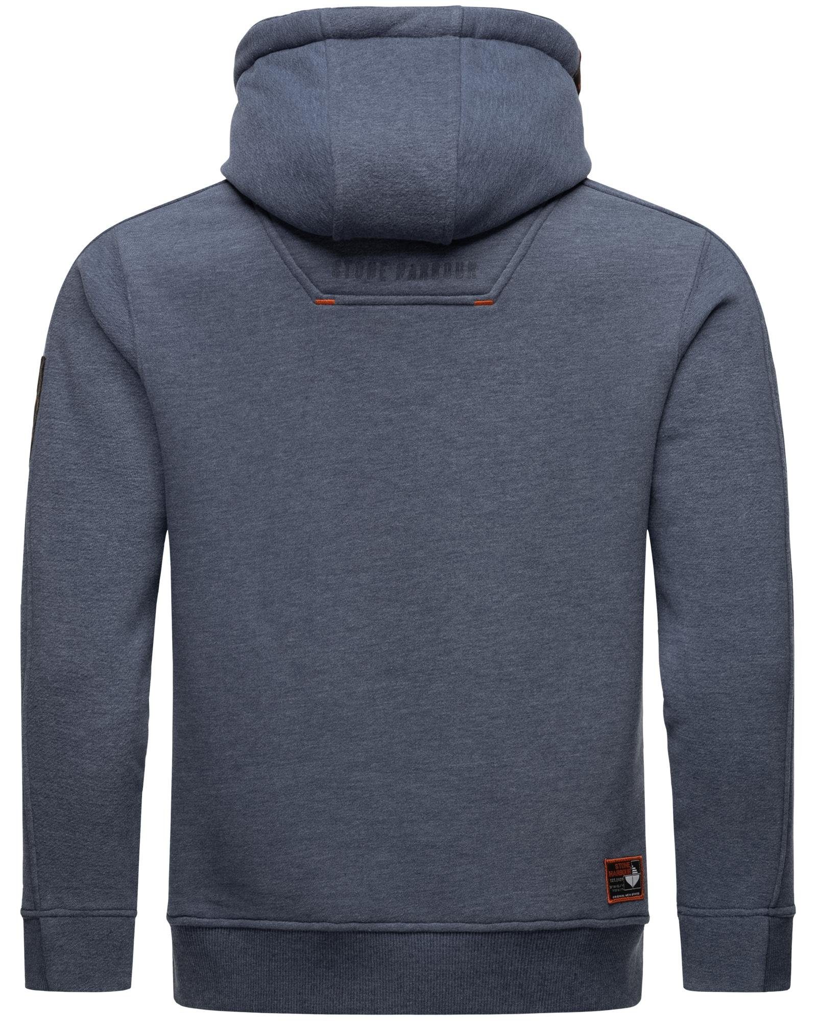 Stone Harbour Hoodie Emilio Eduardo hohem und Sweatshirt mit Kragen Kapuze blau Herren