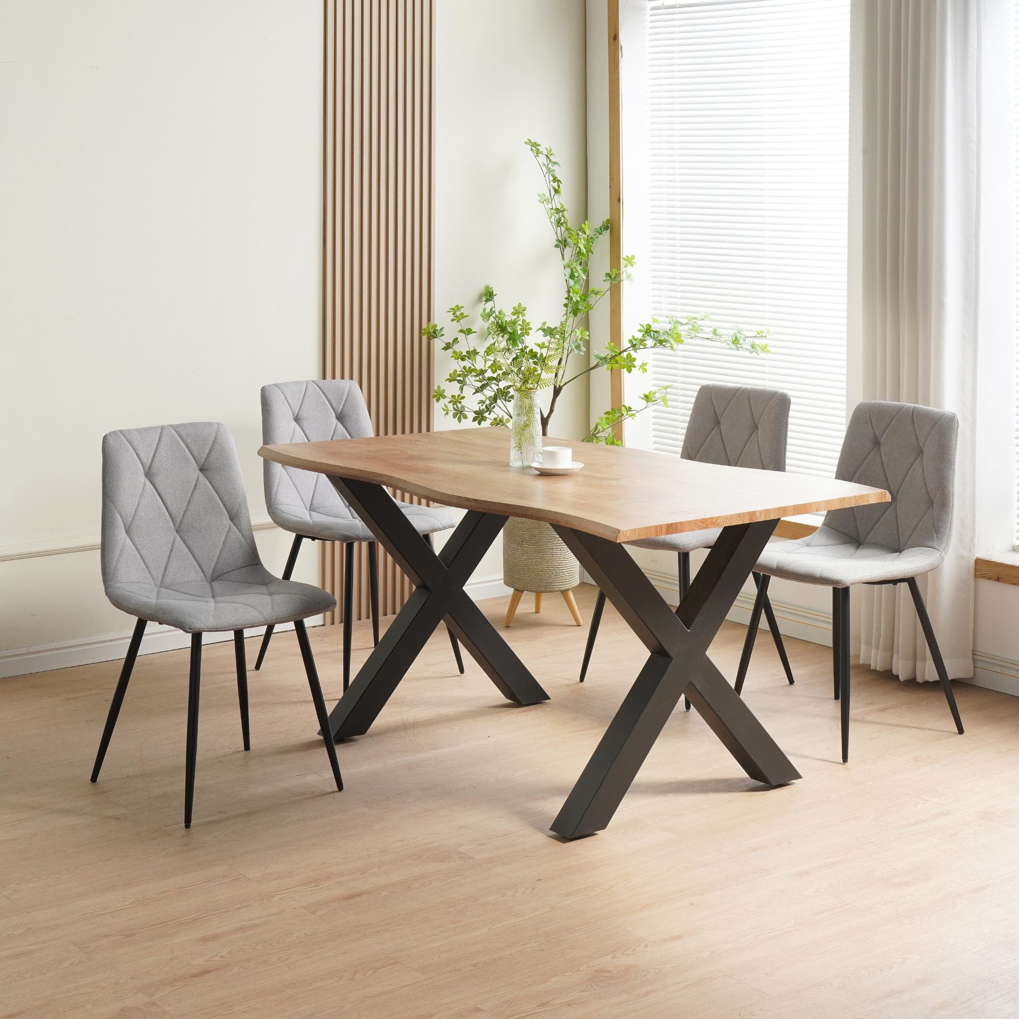 Albatros International Esszimmerstuhl Esszimmer Stühle 4 er Set DORA, Stuhl Stühle Esszimmerstühle, Küche (4er Set, Grau, Stoff Bezug), Küchenstuhl Küchenstühle – Bild 4 von 5