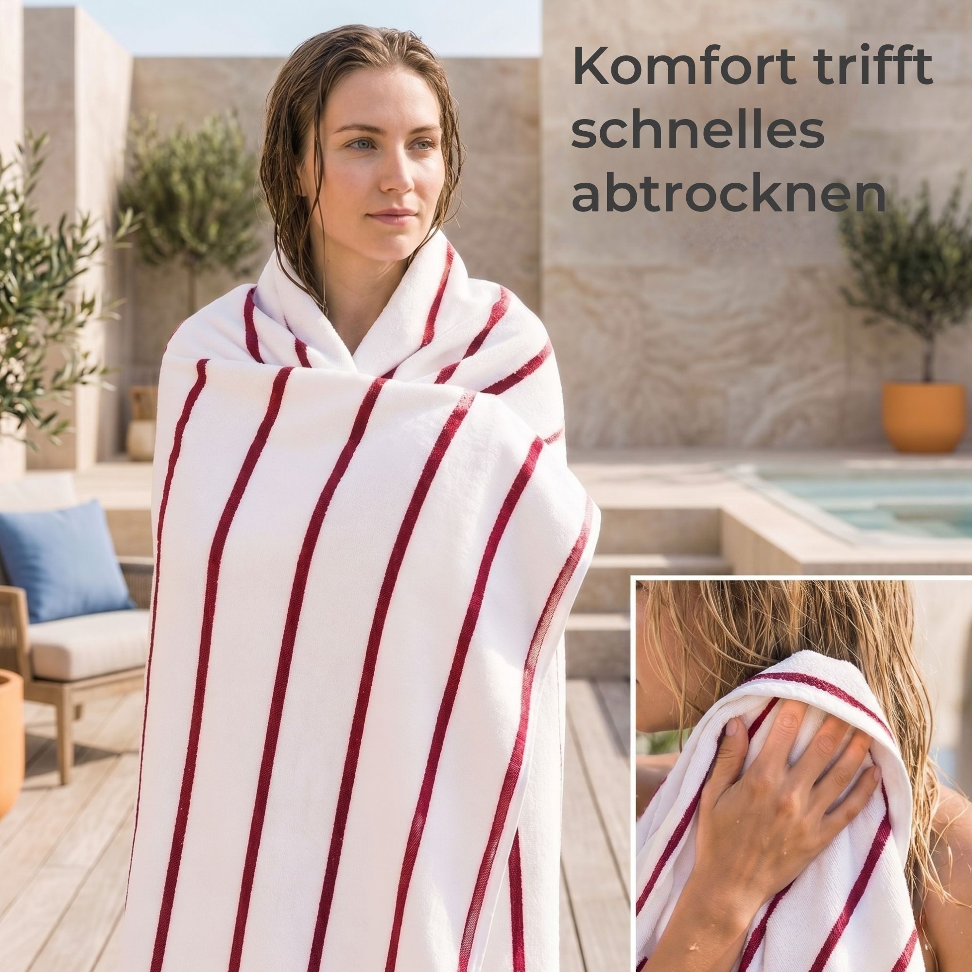Komfortec Strandtuch 100x180 cm aus Baumwolle, Unifarben (1-St) – Bild 5 von 5