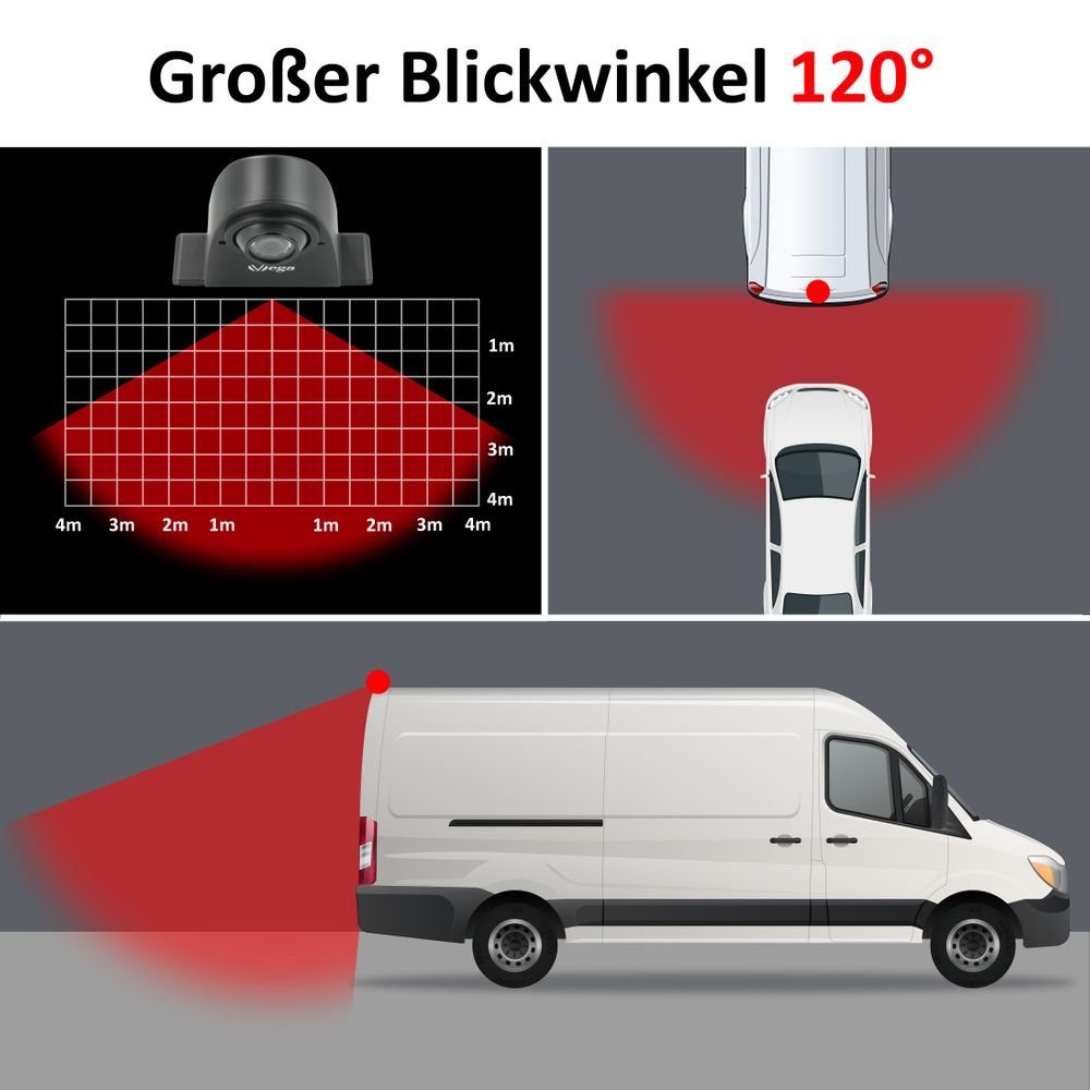 VSG24 Kugelkopfkamera LOGISTIK HD für Kleintransporter, Sprinter & LKW Rückfahrkamera (Hochauflösende 1080P HD, Nachtsicht, 120° Blickwinkel, Wetterfest)