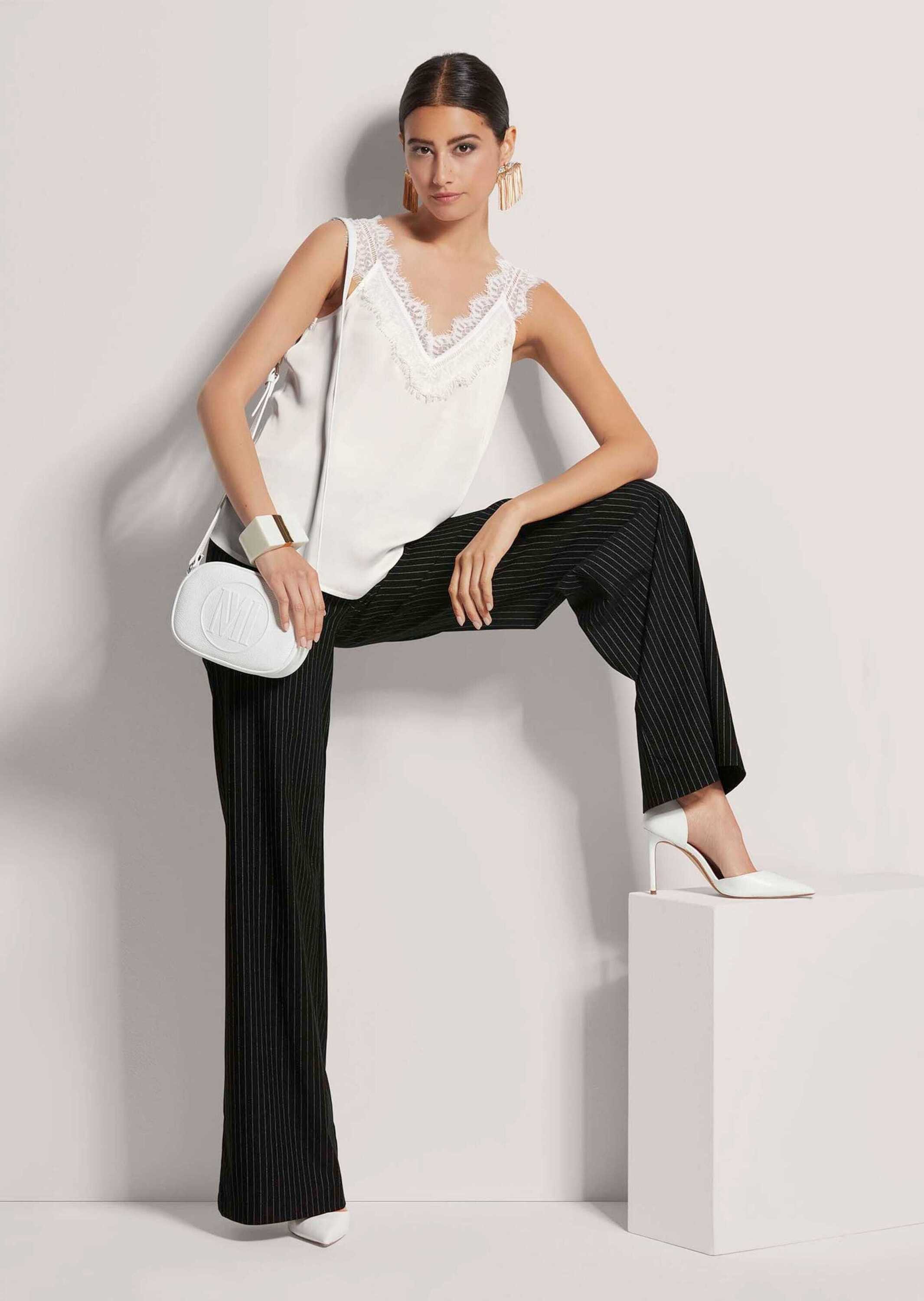 MADELEINE Shirttop Satin-Top mit Spitze