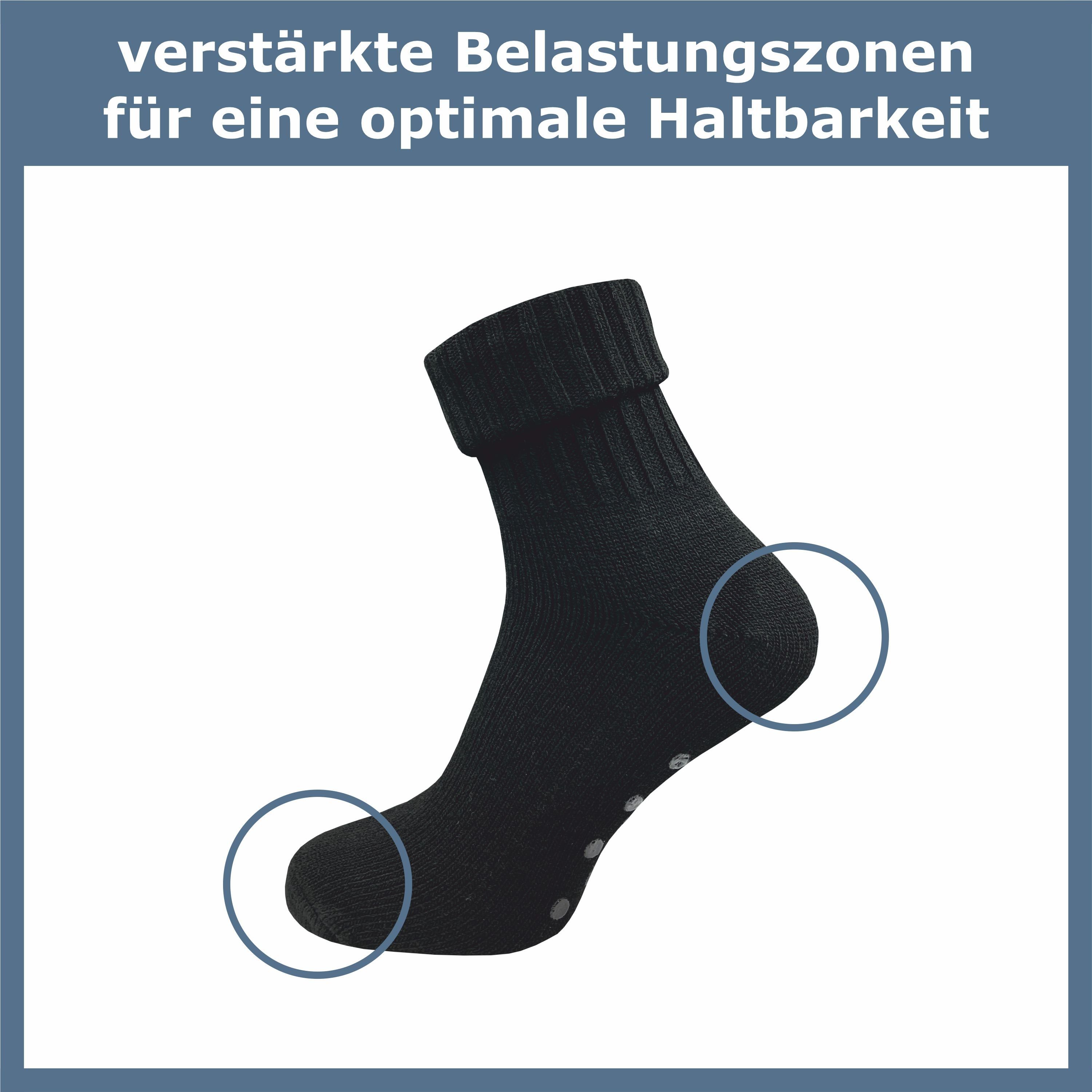 schwarz GAWILO warme Füße, Noppen Stoppersocken Paar) Socken Weiche ABS-Socken aus kuschlige Wolle Rutschfeste (2 mit Damen Hausschuhsocken, für & extra für