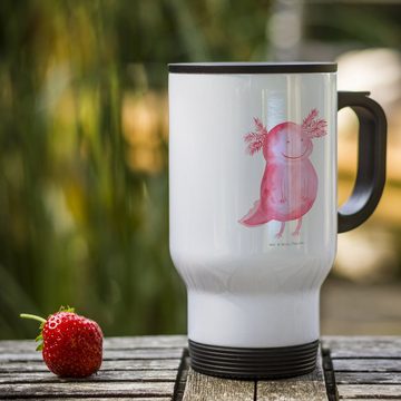 Mr. & Mrs. Panda Thermobecher Axolotl Glücklich, Tasse zum Mitnehmen, Kaffeetasse zum Mitnehmen, Edelstahl, Liebevolles Design