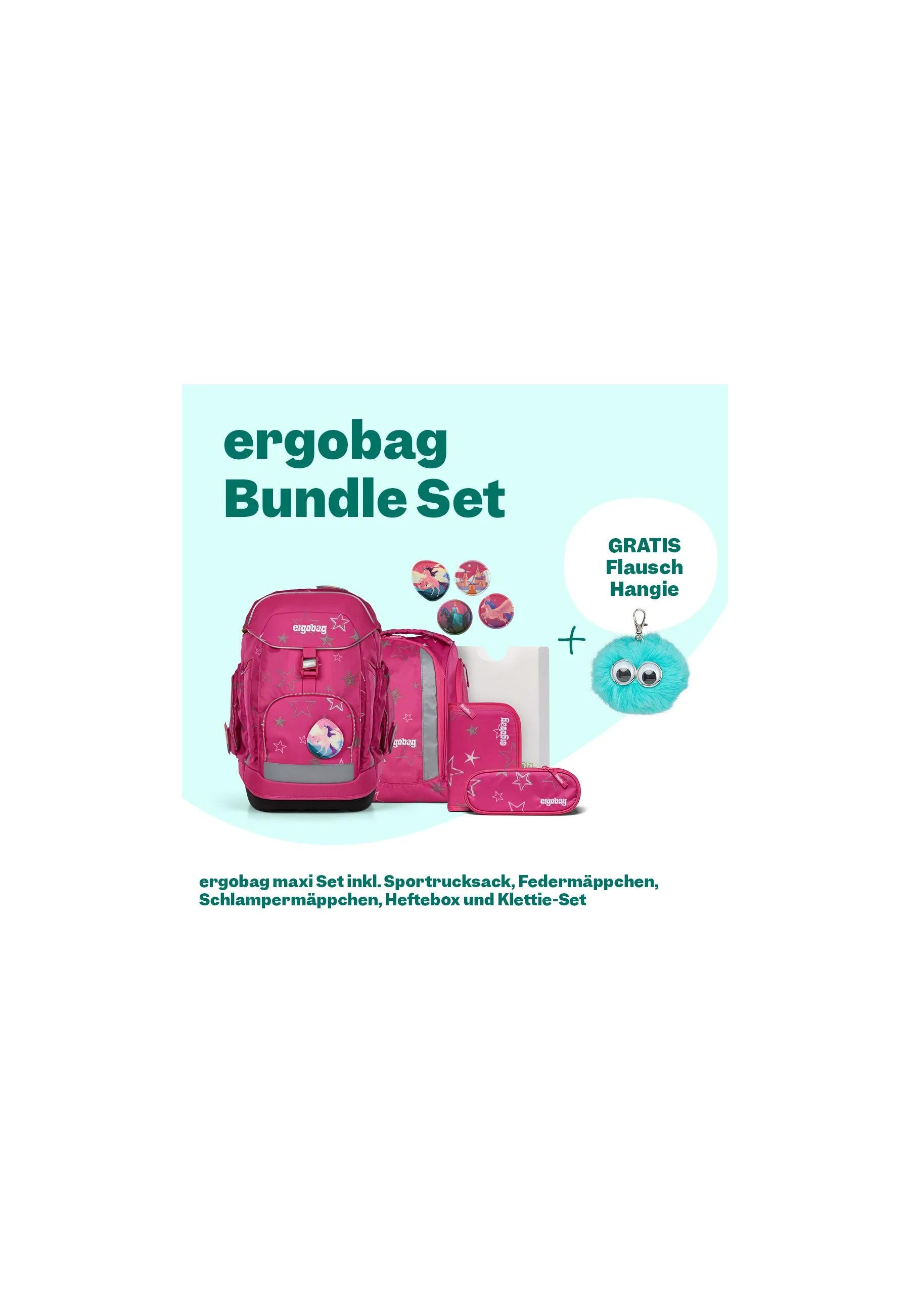 ergobag Schulranzen maxi Set Bundle (6-tlg., 7-teiliges Set), größenverstellbares Rückensystem