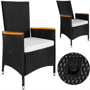 Casaria Sitzgruppe, (9-tlg), Polyrattan Akazie 8 Stühle inkl. 7cm Auflagen 190x90cm Gartentisch