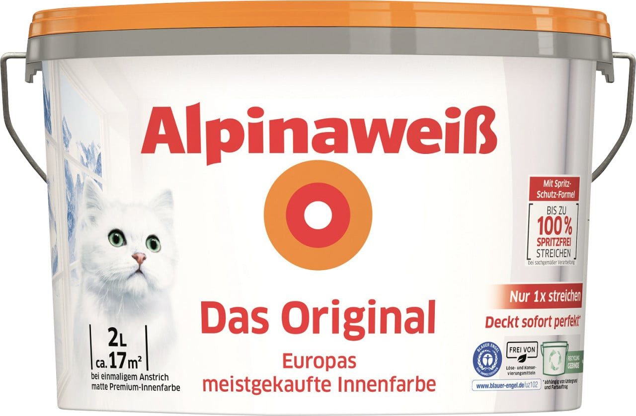 Alpina Wandfarbe Alpinaweiß Das Original Wandfarbe 2 L weiß matt – Bild 4 von 4