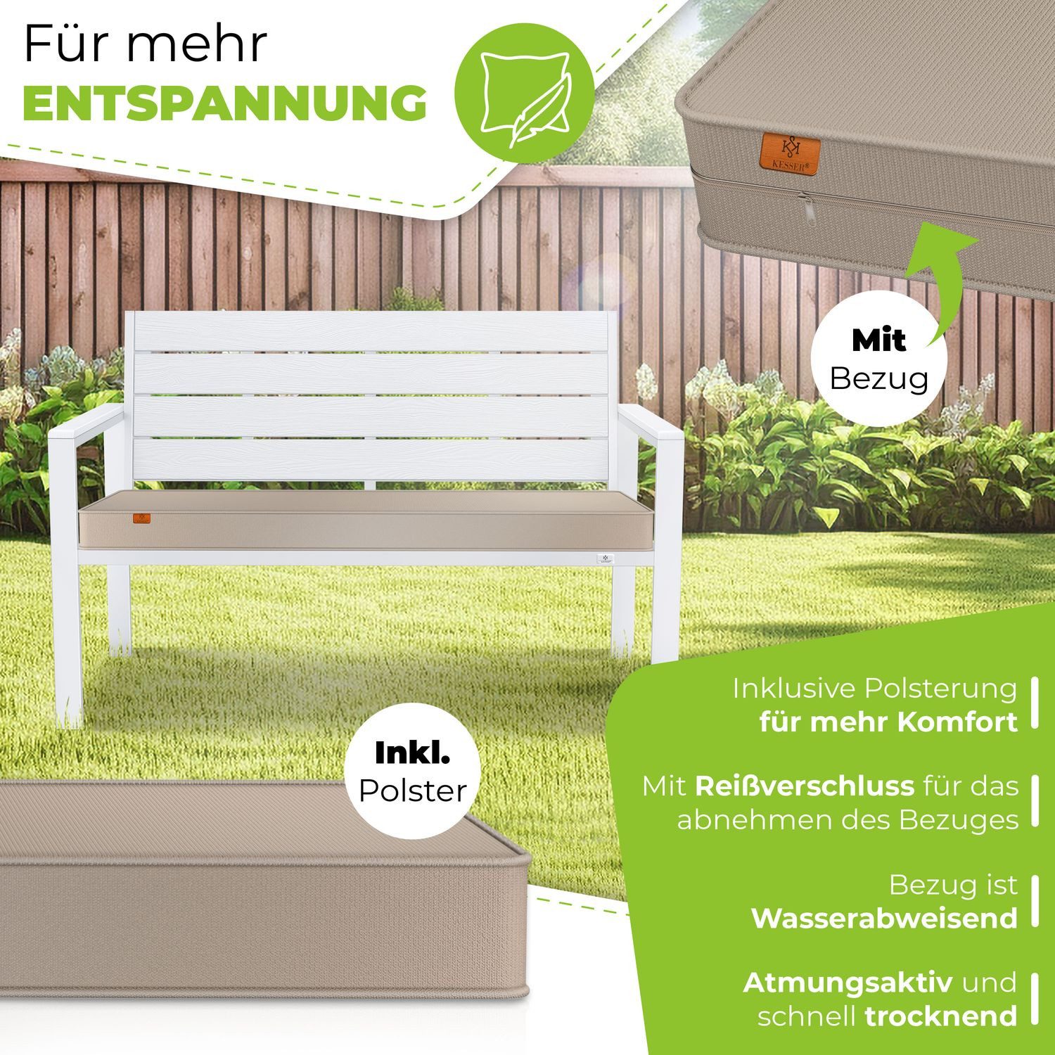 KESSER Gartenbank 2-Sitzer Balkonbank in Holzoptik günstig online kaufen