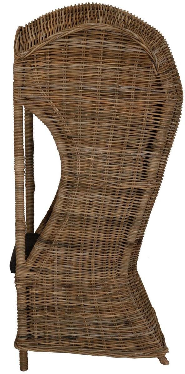 Krines Home Loungesessel Rattansessel "Beach" Strandkorb Optik Rattan Flecht-Sessel mit Dach