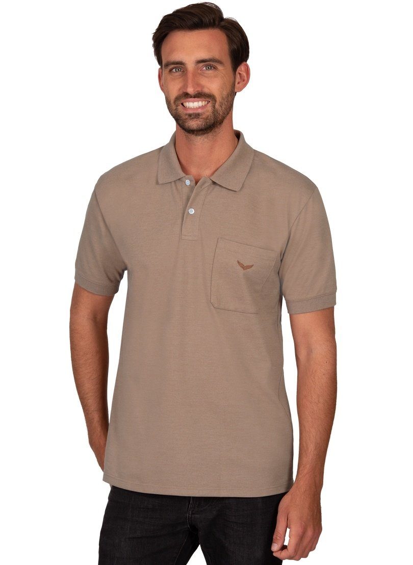 Trigema Poloshirt TRIGEMA Polohemd mit Brusttasche nougat-melange | Poloshirts
