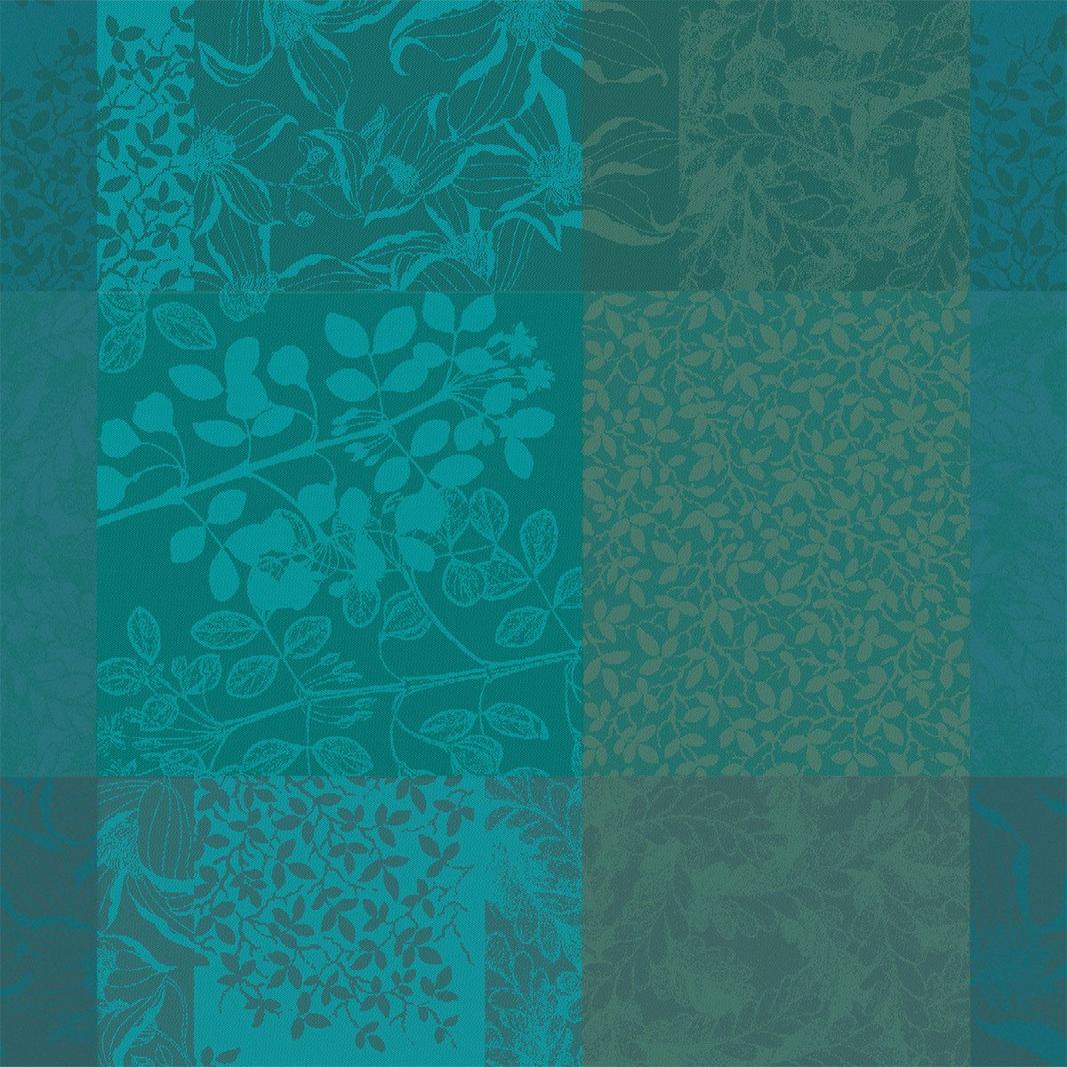 Garnier Thiebaut Stoffserviette Servietten (4x Set) Mille Rameaux Emeraude 55x55 cm, (4 St)