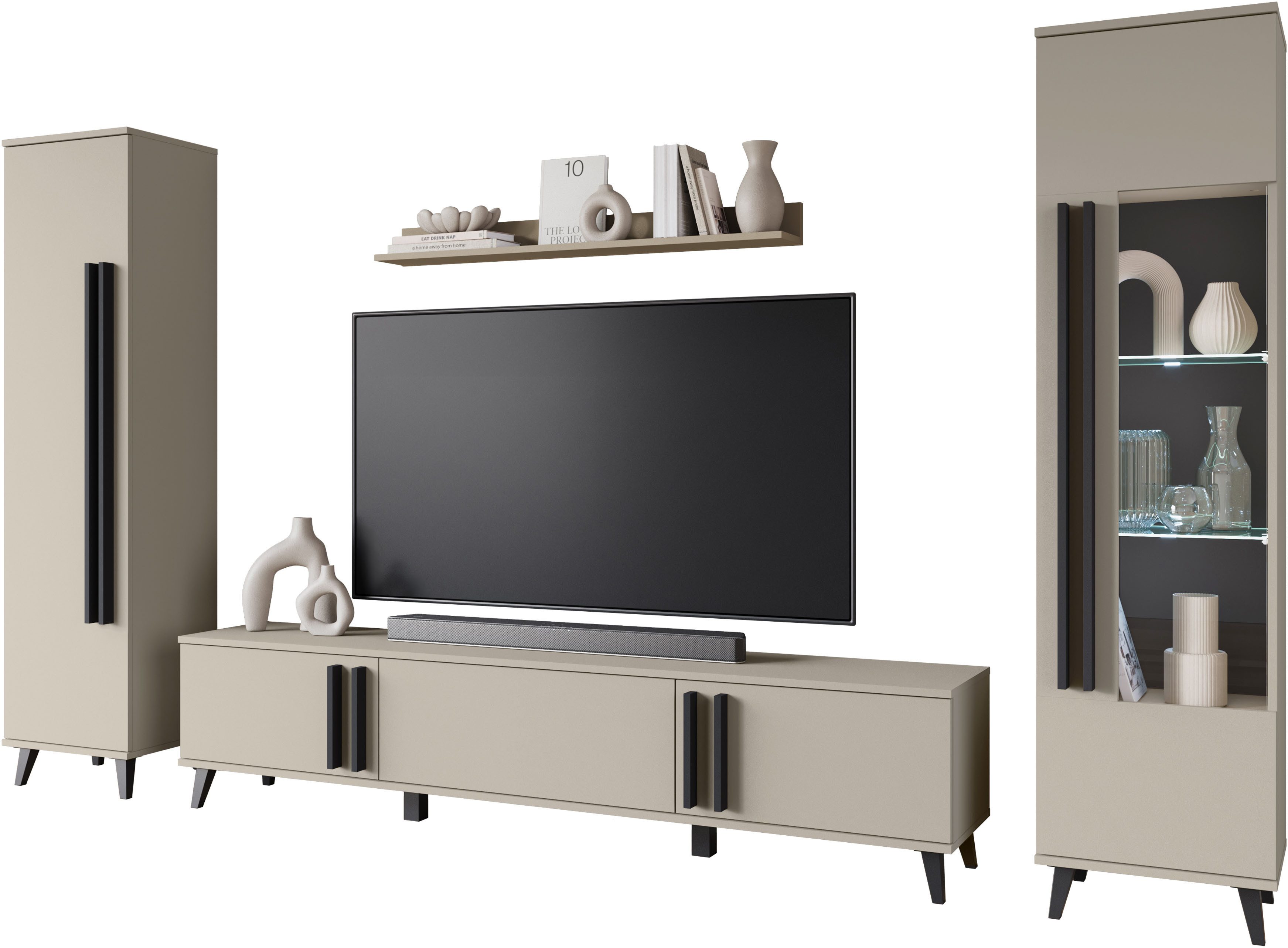 INOSIGN Wohnwand Helsinki, Modernes Set mit verglaster Vitrine, (Komplett-S günstig online kaufen