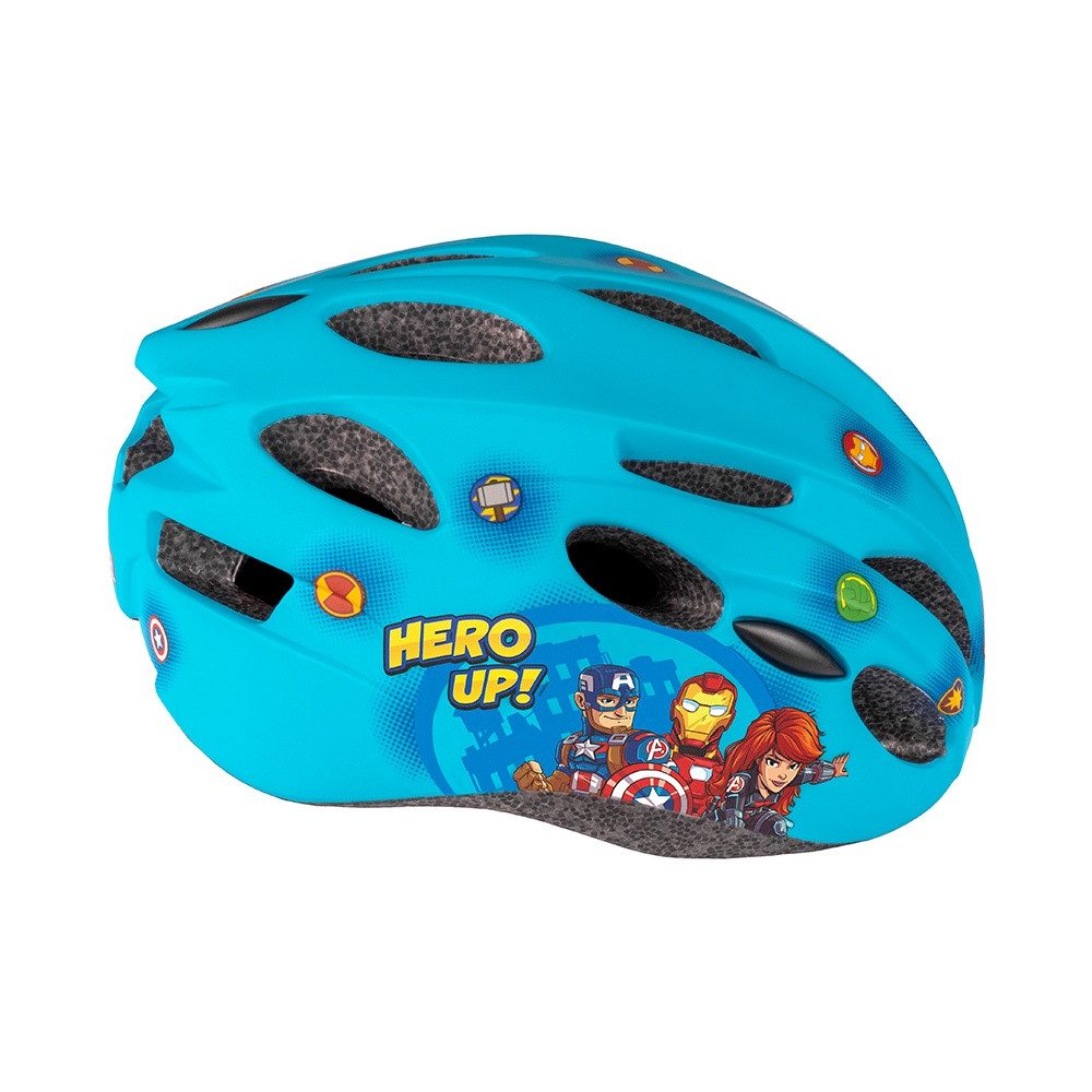 Seven Polska Kinderfahrradhelm "Avengers-Boys", hellblau, M: 52-56cm, In-Mold-Tec, ab ca. 6 Jahre