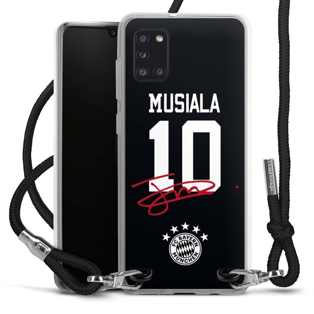 DeinDesign Handyhülle FC Bayern München Jamal Musiala FCB Musiala 10, Samsung Galaxy A31 Handykette Hülle mit Band Case zum Umhängen