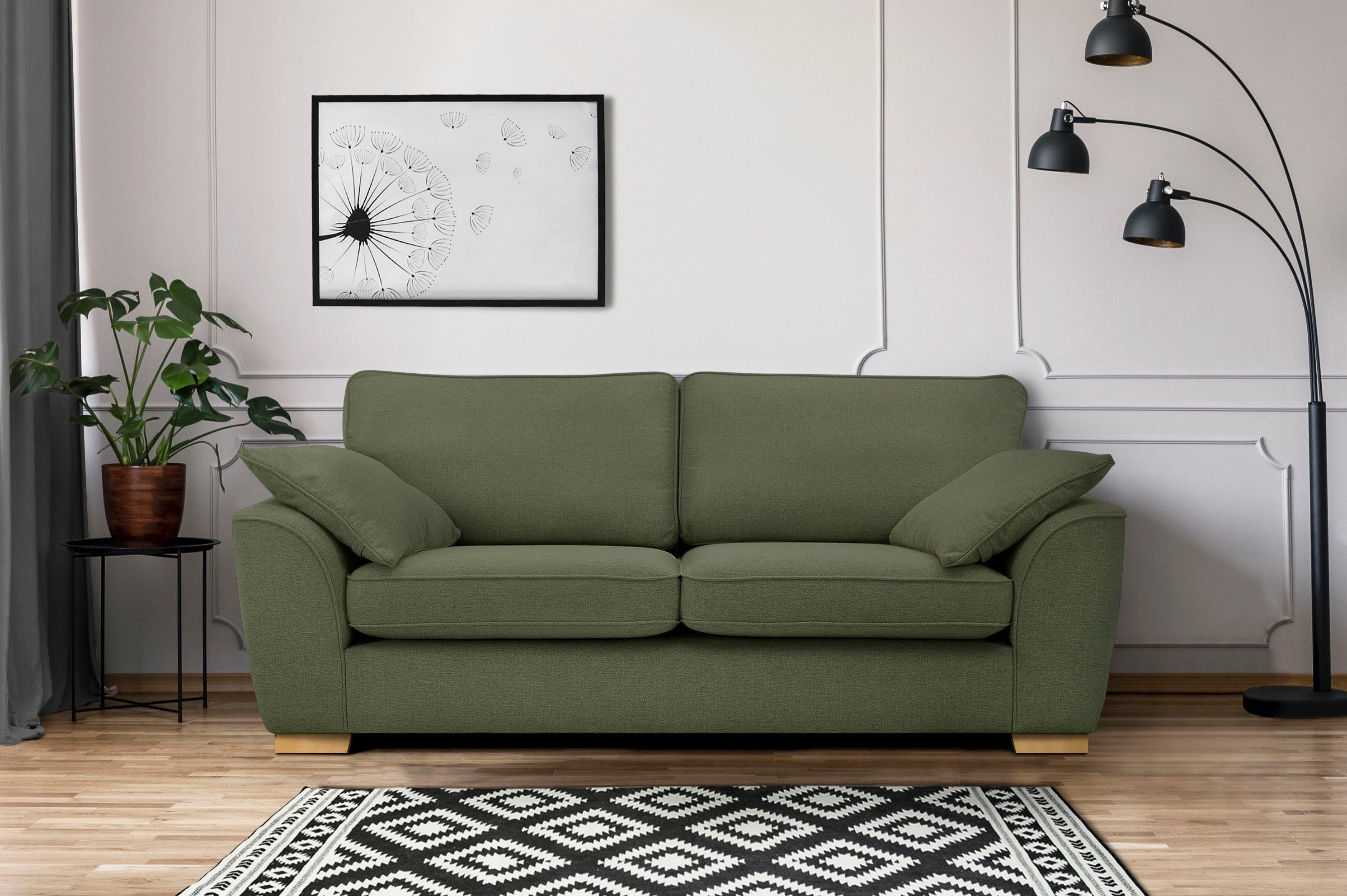 Home affaire 3-Sitzer Savoy, gemütliches Sofa mit vielen Kissen, in 2 Bezugsqualitäten