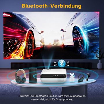 HOPVISION Full HD 1080P Bluetooth 4K Unterstützt Mini Heimkino Portabler Projektor (9500 lm, 10000:1, 3840*2160 px, Kompatibel mit Smartphone/HDMI/USB/AV/Fire Stick/PS5)