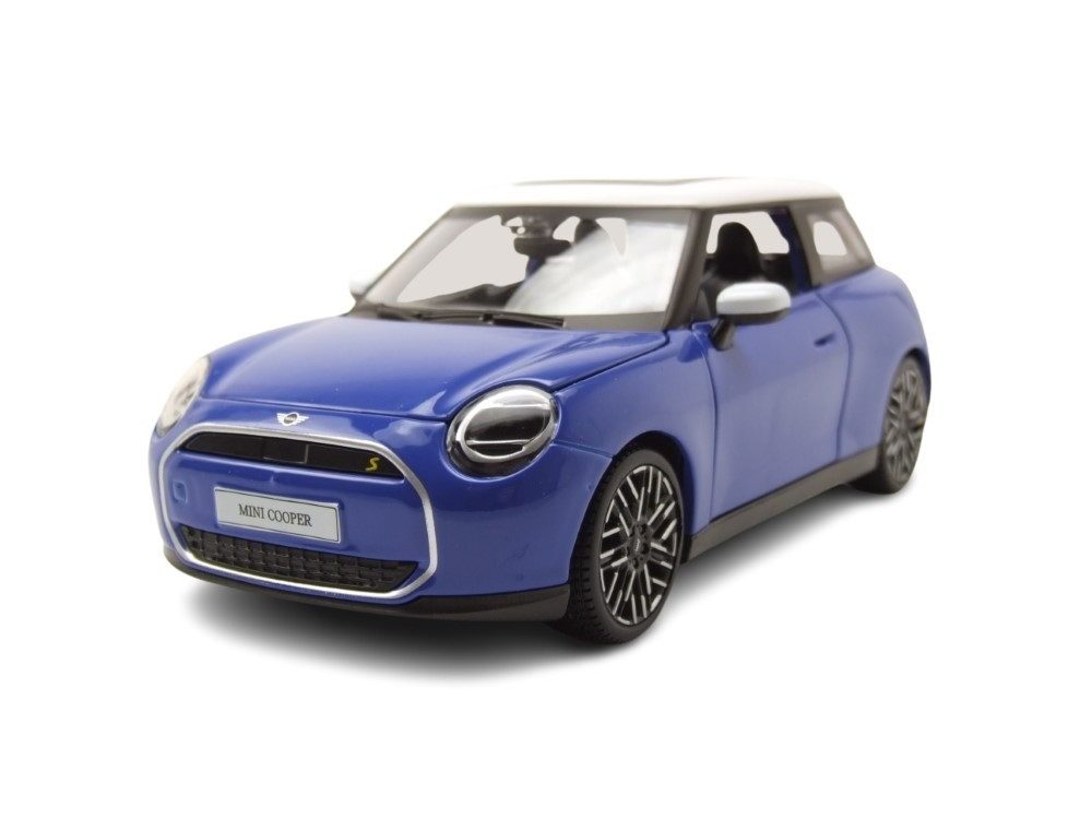 Maisto® Modellauto Mini Cooper SE J01 2023 blau weiß, Maßstab 1:24