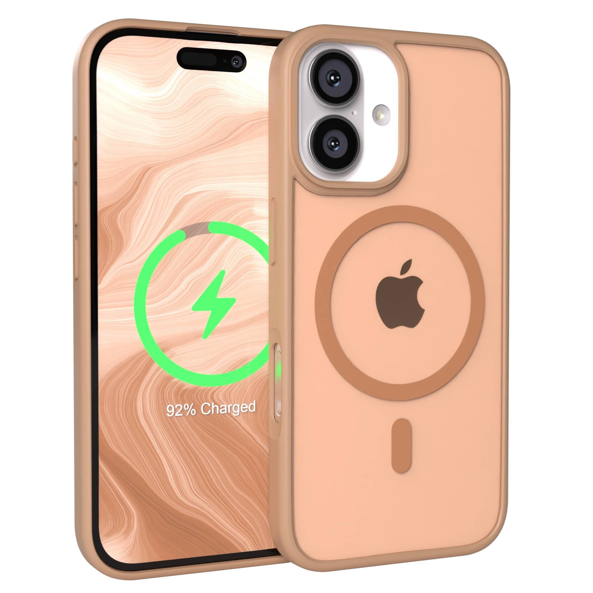 EAZY CASE Handyhülle Outdoor Case MagSafe für Apple iPhone 16 6,1 Zoll, MagSafe Outdoor Case aus Silikon Handyhülle kratzfest Braun