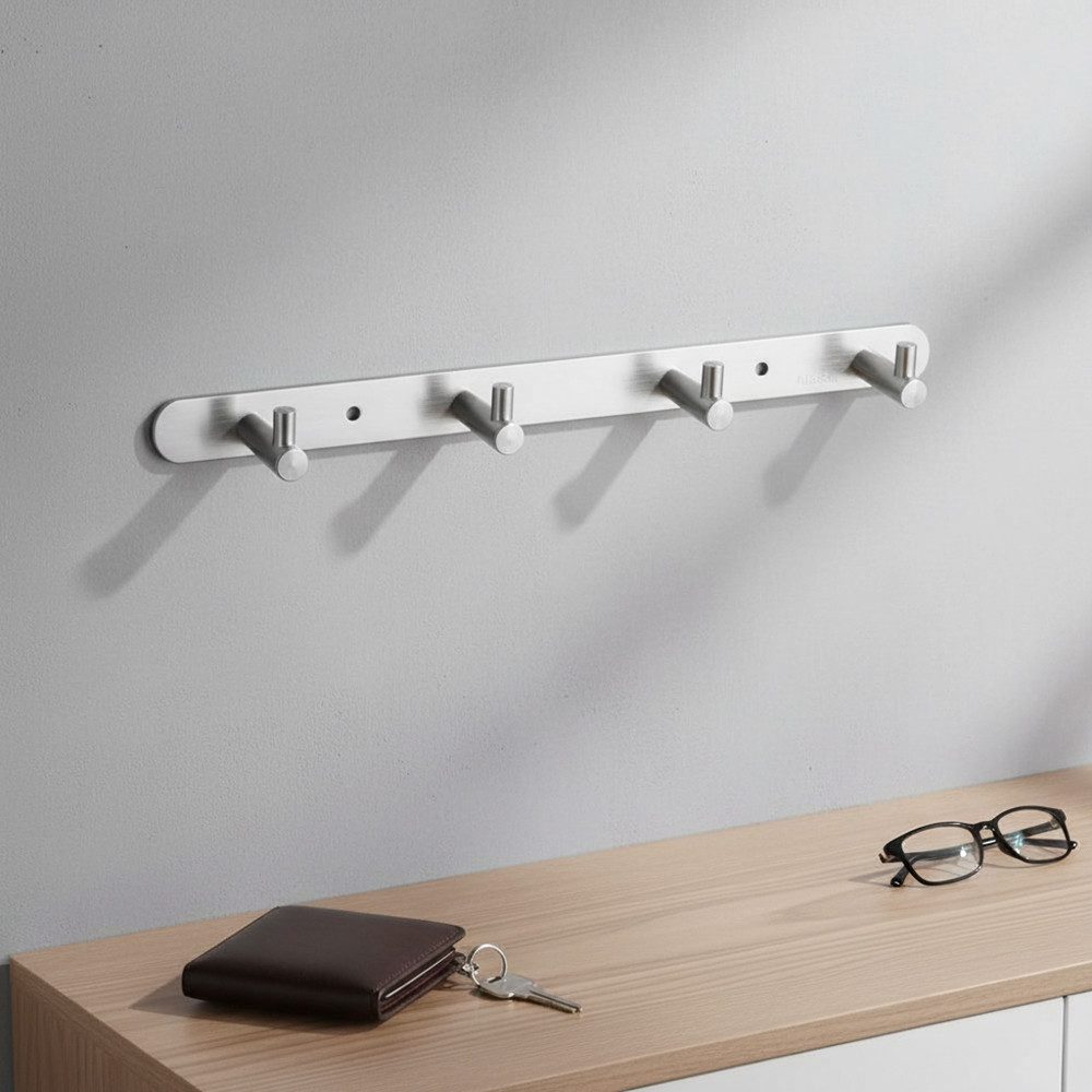 Mucola Garderobenhaken Garderobe 4 Haken Wandgarderobe Kleiderhaken Hakenleiste Türgarderobe (Stück, 1 St., Garderobenpaneel), Rostfrei