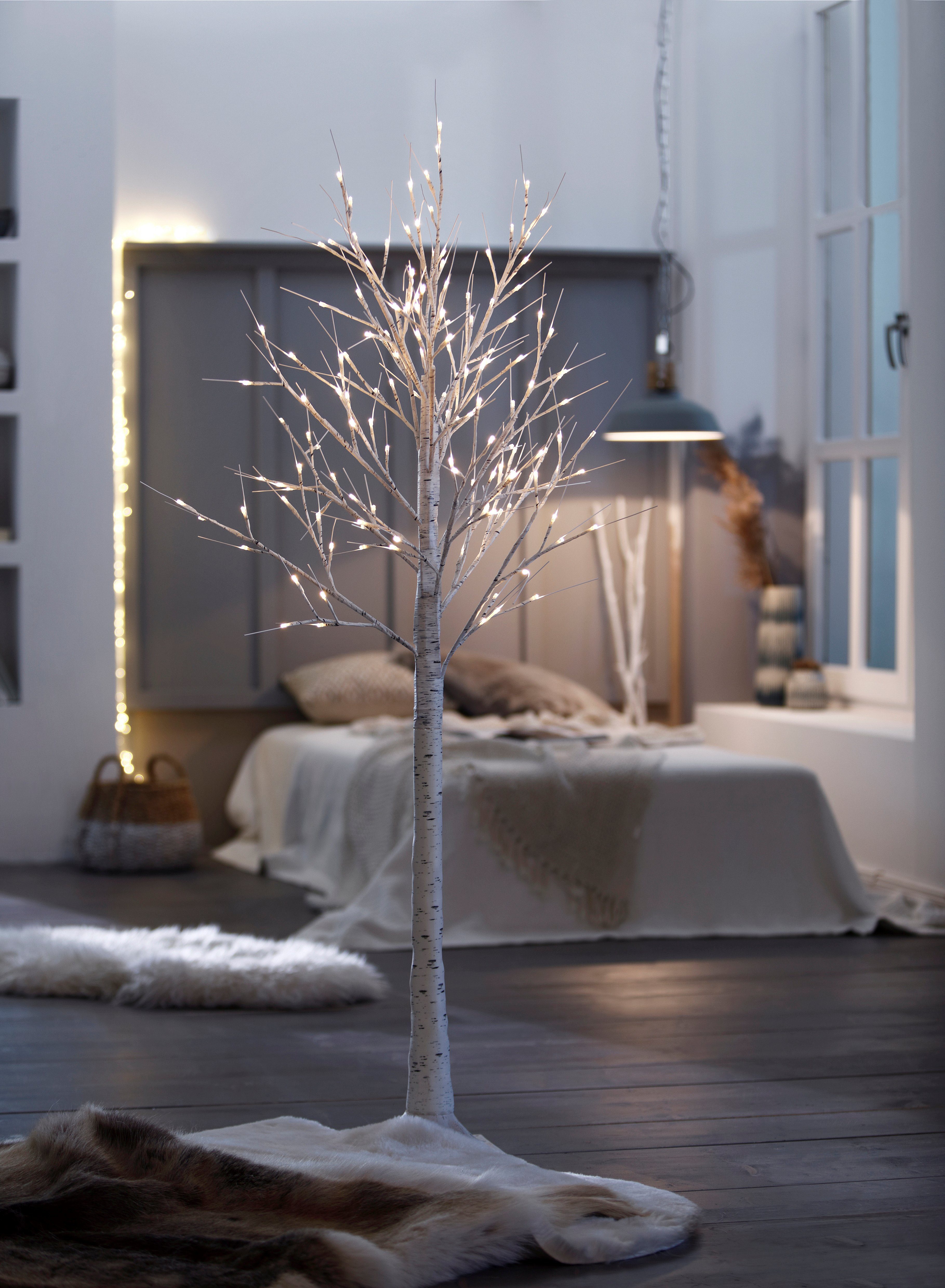 LED BONETTI Birkenbaum, Baum LEDs, LED Warmweiß, mit zahlreichen Timerfunktion, Weihnachtsdeko integriert, fest aussen