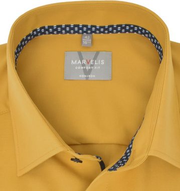 MARVELIS Businesshemd Businesshemd - Comfort Fit - Langarm - Einfarbig - Ocker