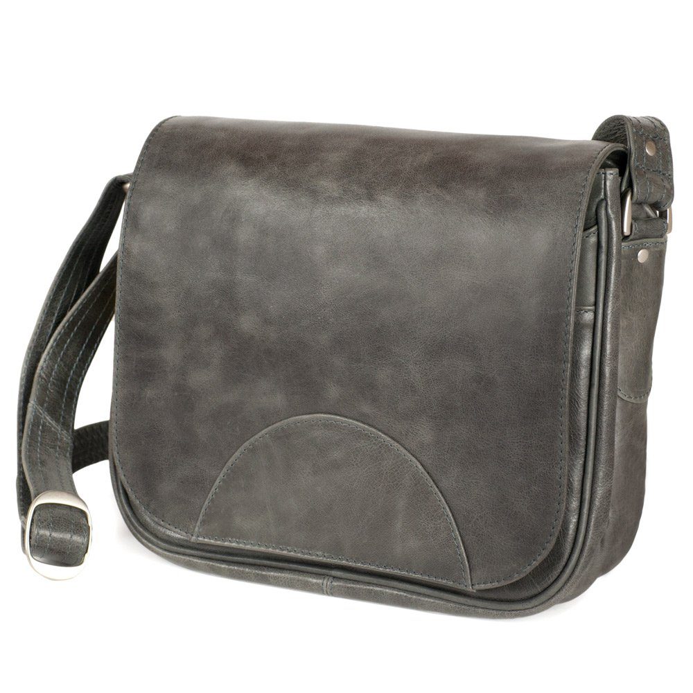 M, Hamosons Hamosons Damen-Handtasche Handtasche Retro-Look, Größe 577 Leder, Grau, Vintage Grau