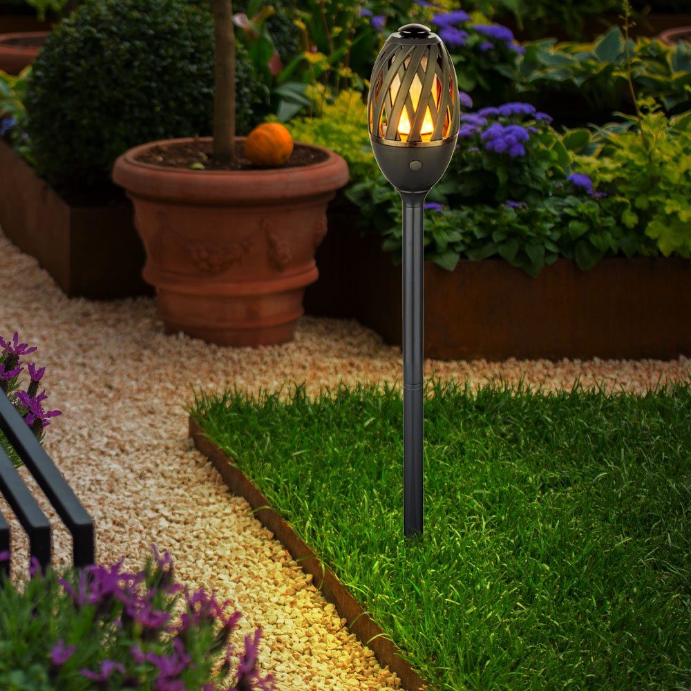 Außenlampe etc-shop Chrom fest anthrazit LED LED USB Außen-Tischleuchte, verbaut, Warmweiß, Gartenlampen Schalter LED-Leuchtmittel mit