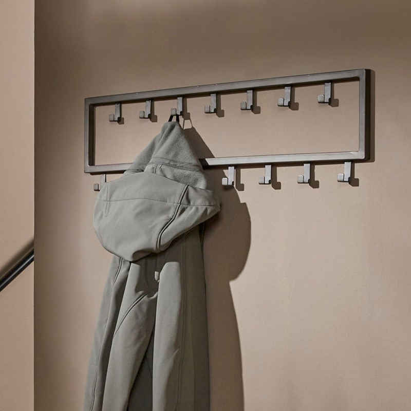 RINGO-Living Kleiderständer Stahl Garderobe Raj mit 15 Haken in Silber-matt, Möbel