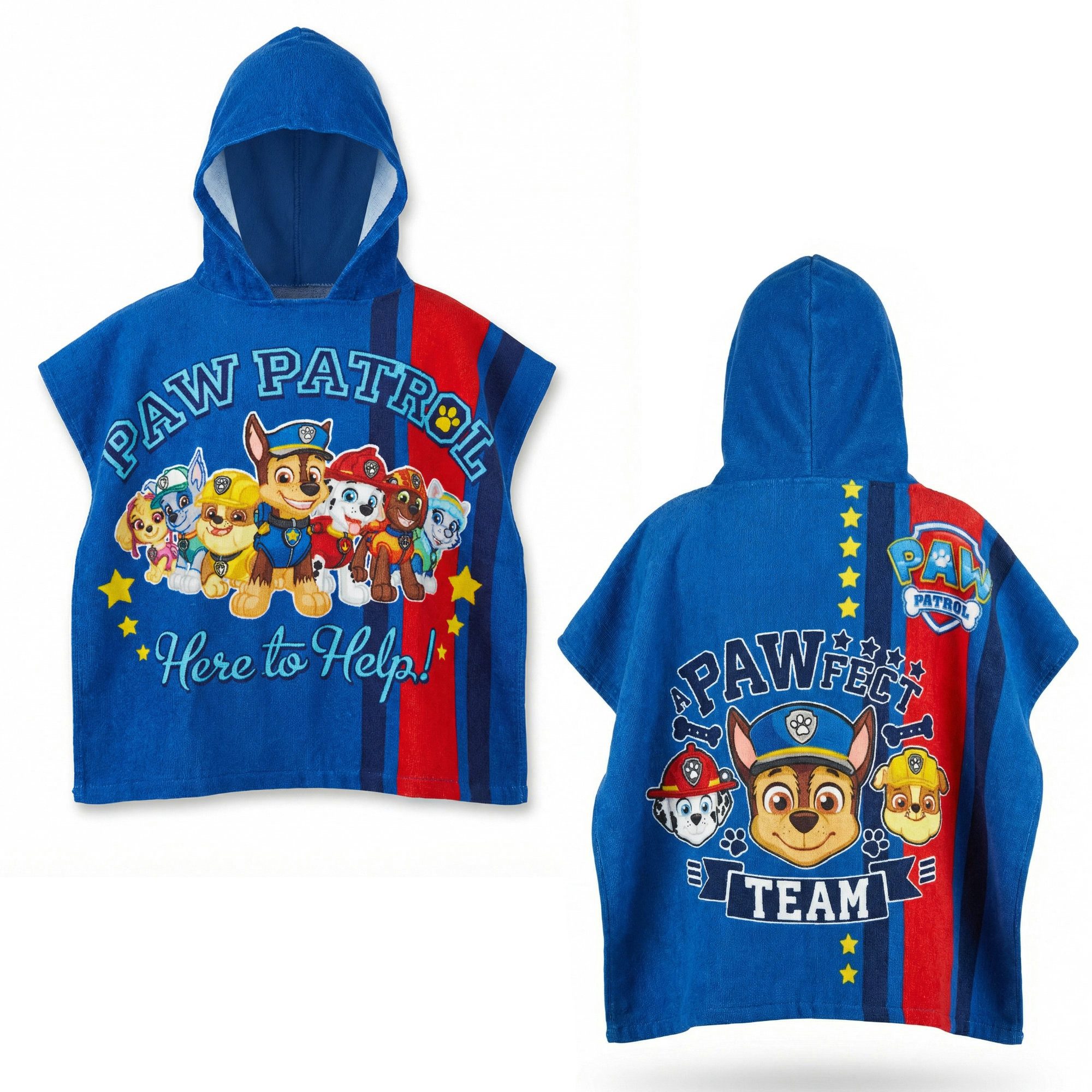 PAW PATROL Badeponcho PAW Patrol Kinder Jungen Mikrofaser Poncho Badetuch Badeponcho, 55, Polyester, Kapuze, Ohne