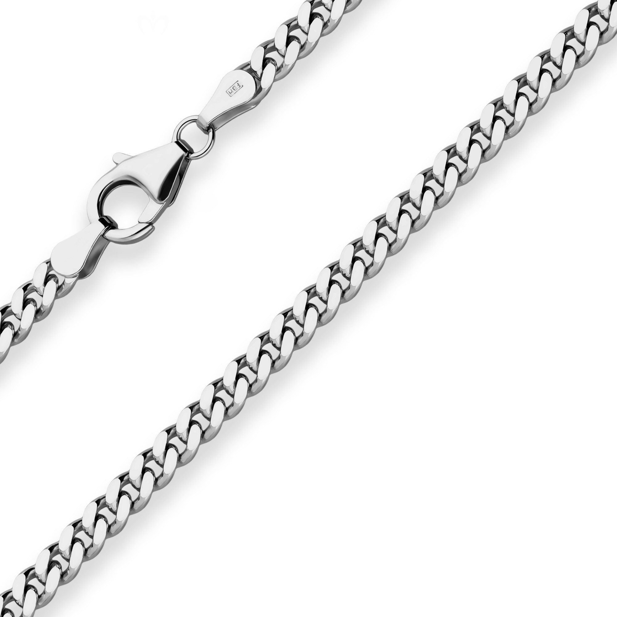 Schmuck Krone Panzerarmband 3,3mm Armband Panzerkette aus 925 Silber rhodiniert 19cm, Silber 925