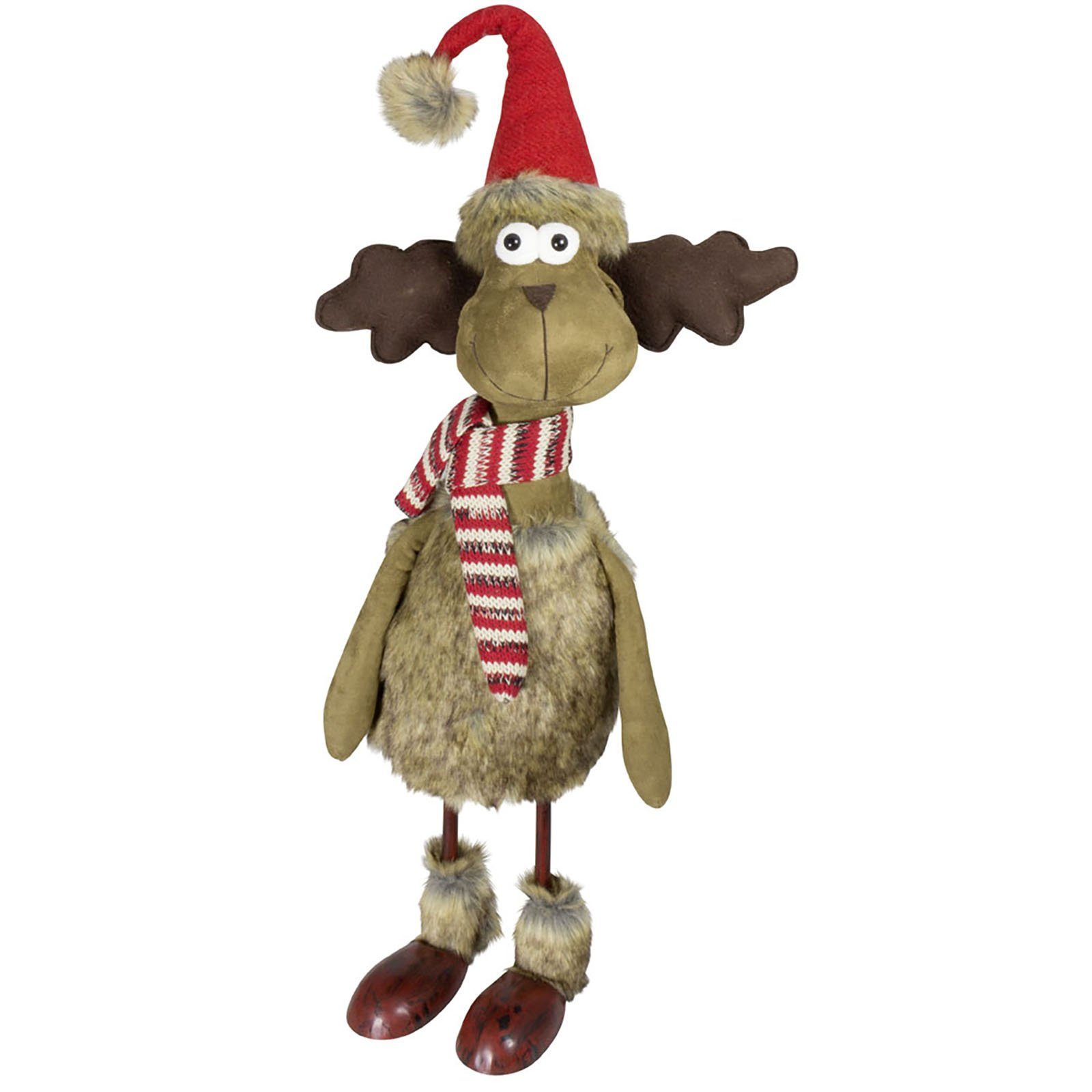 Christmas Paradise Weihnachtsfigur stehender XL Wackel-Elch 85cm (Dekofigur, 1 St), Rentier mit Metallfeder, Weihnachtsdeko Rot-Braun