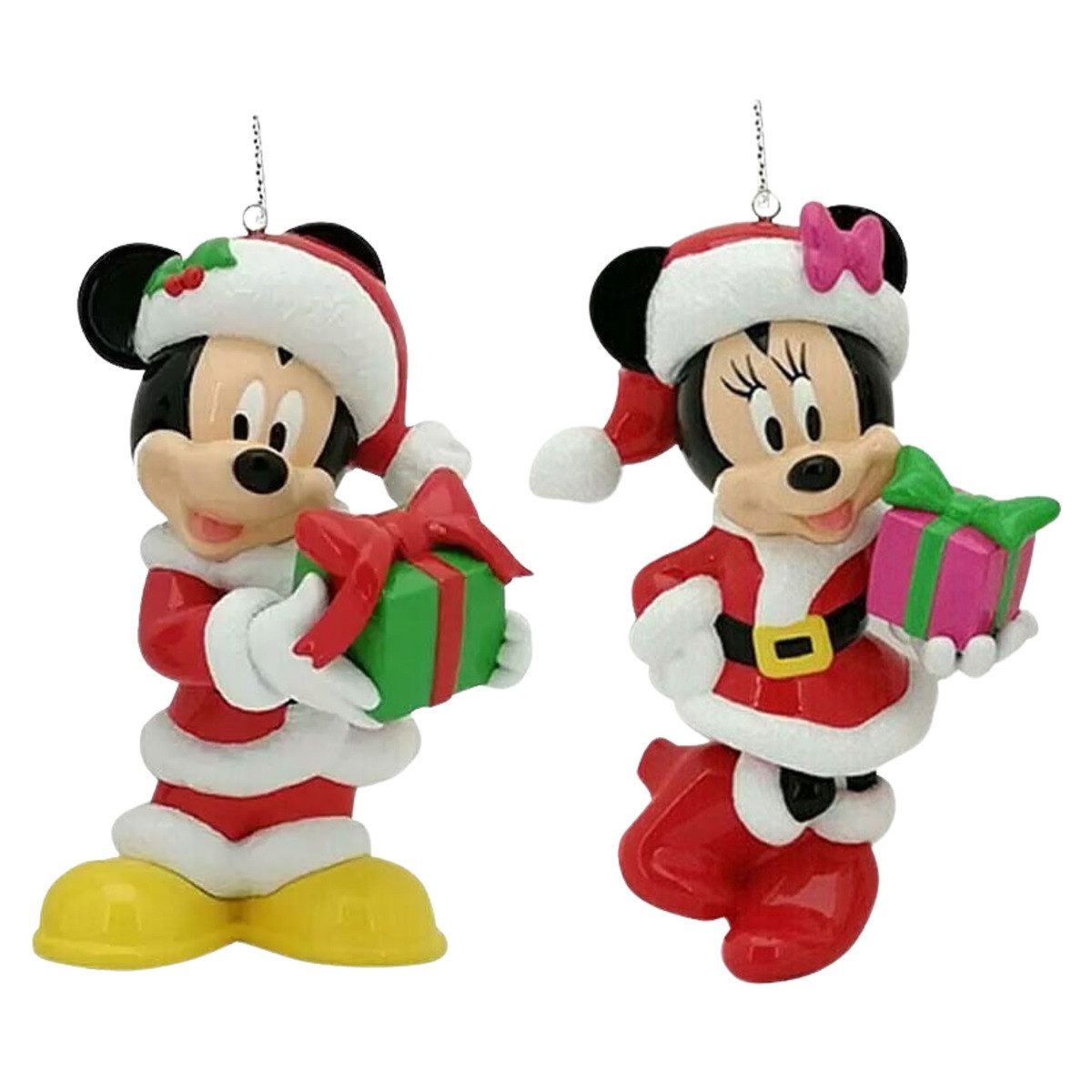 Disney Weihnachtsfigur 2er Set Christbaumfigur 9cm 3D Mickey + Minnie Mouse Weihnachtskugel