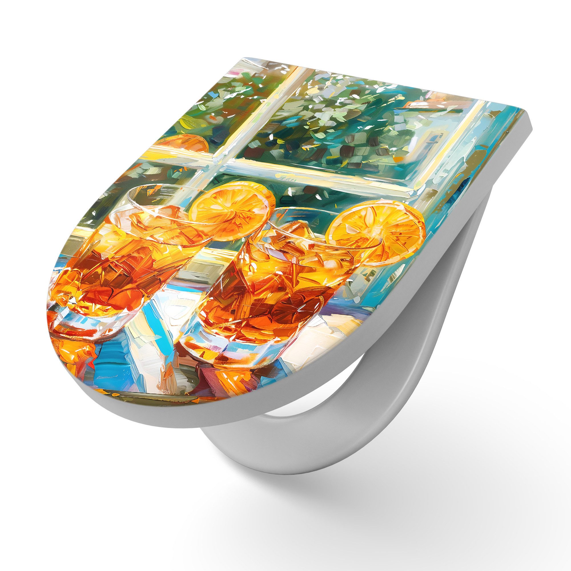 DEQORI WC-Sitz 'Zitruszauber am Fenster', WC Toilettensitz bedruckt Klobrille Toilettendeckel Motiv WC-Brille
