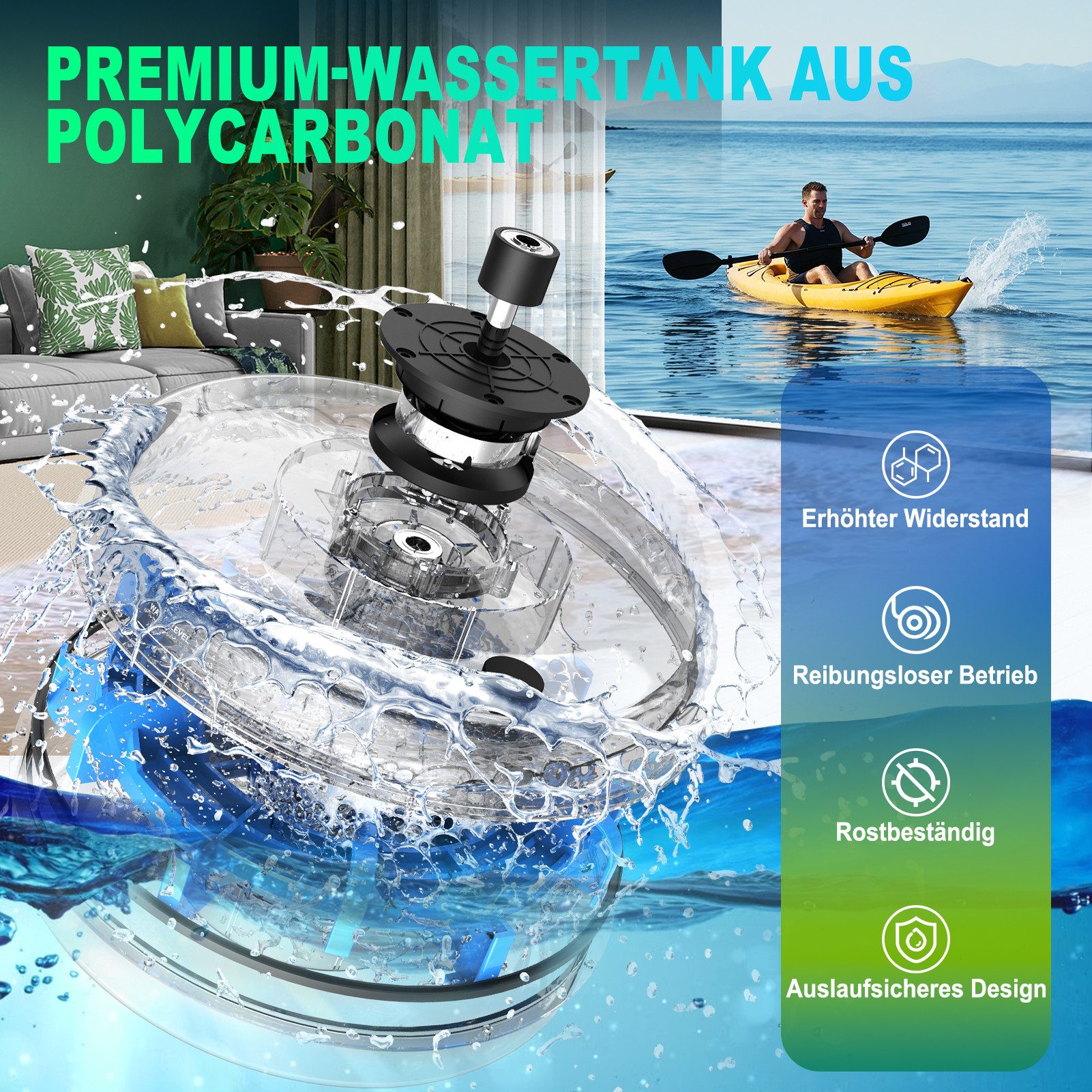 VOWVIT Rudergerät für Zuhause, Klappbares Wasserrudergerät mit Bluetooth Monitor (1-tlg)