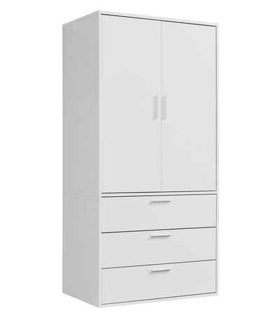 mokebo Kleiderschrank Der Grenzenlose (2-Türig & 3 Schubladen) Garderobenschrank, Schlafzimmerschrank oder Schrank klein in Weiß