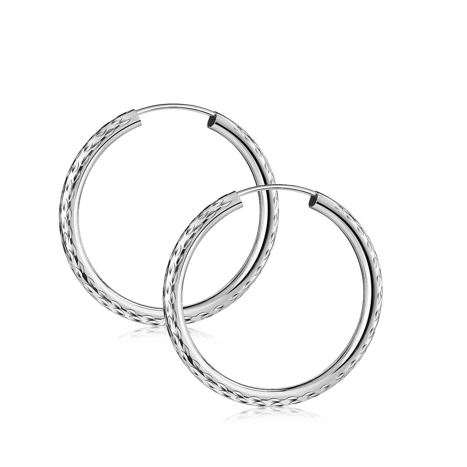 Materia Paar Creolen Damen Silber Glitzereffekt Ø30mm SO-326, 925 Sterling günstig online kaufen