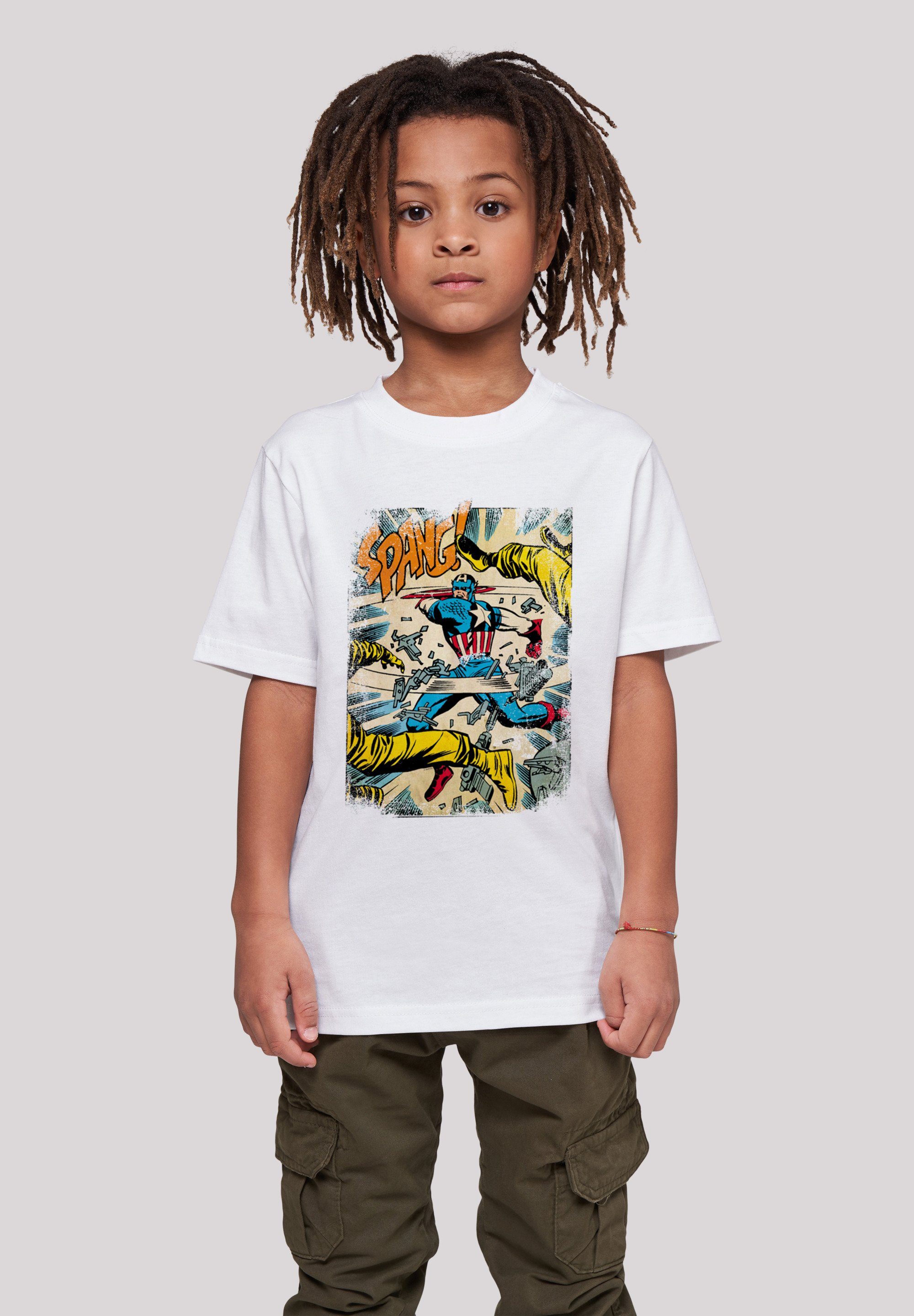 Kurzarmshirt America Spang Kids Kinder (1-tlg) Captain white with Tee Basic F4NT4STIC Marvel