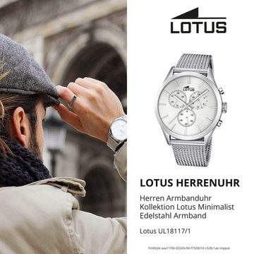Lotus Chronograph Lotus Herren Uhr Elegant L18117/1 Stahl, Herren Armbanduhr rund, groß (ca. 43,2mm), Edelstahlarmband silber