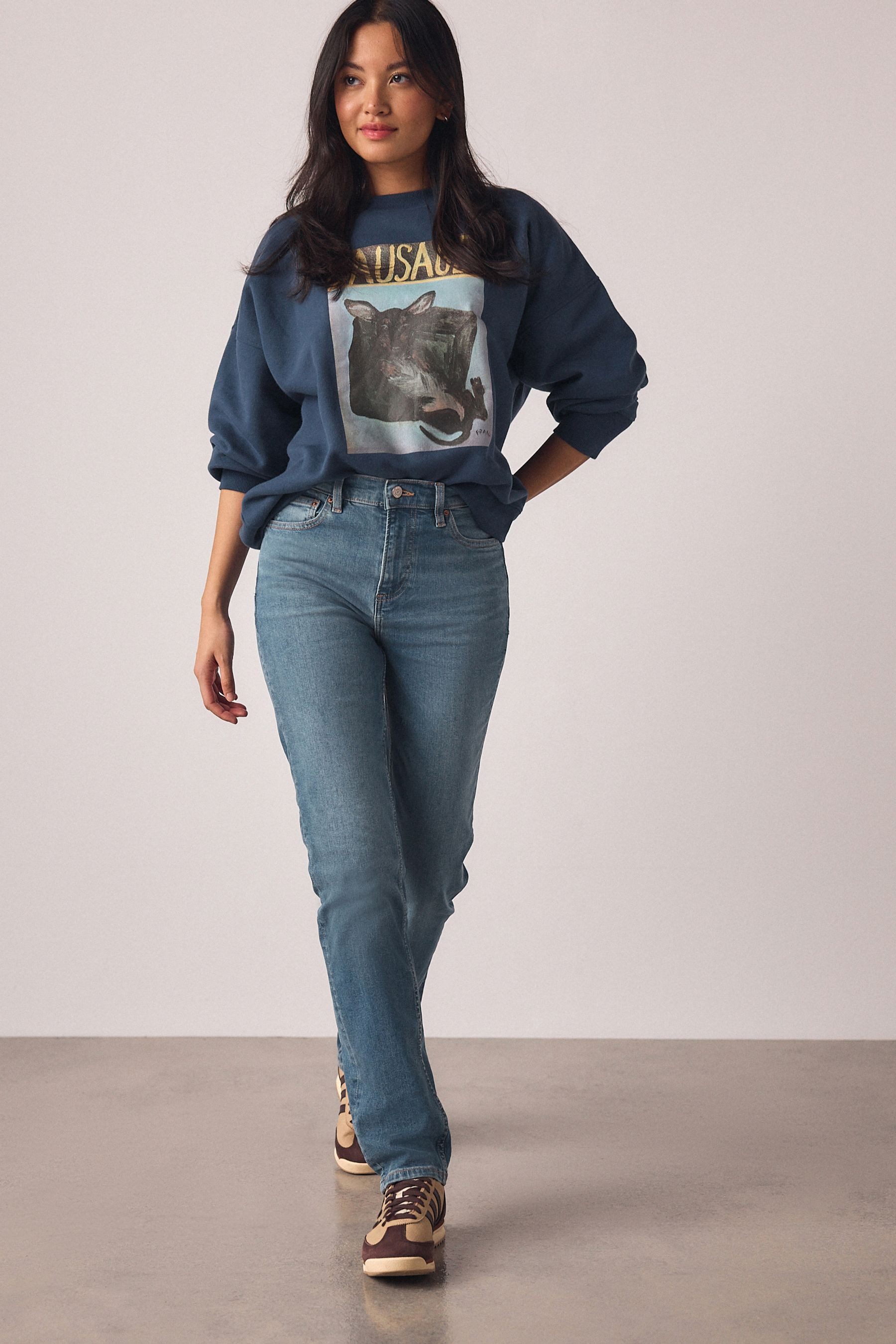 Next Slim-fit-Jeans Slim Fit Stretch-Jeans mit mittelhohem Bund (1-tlg)