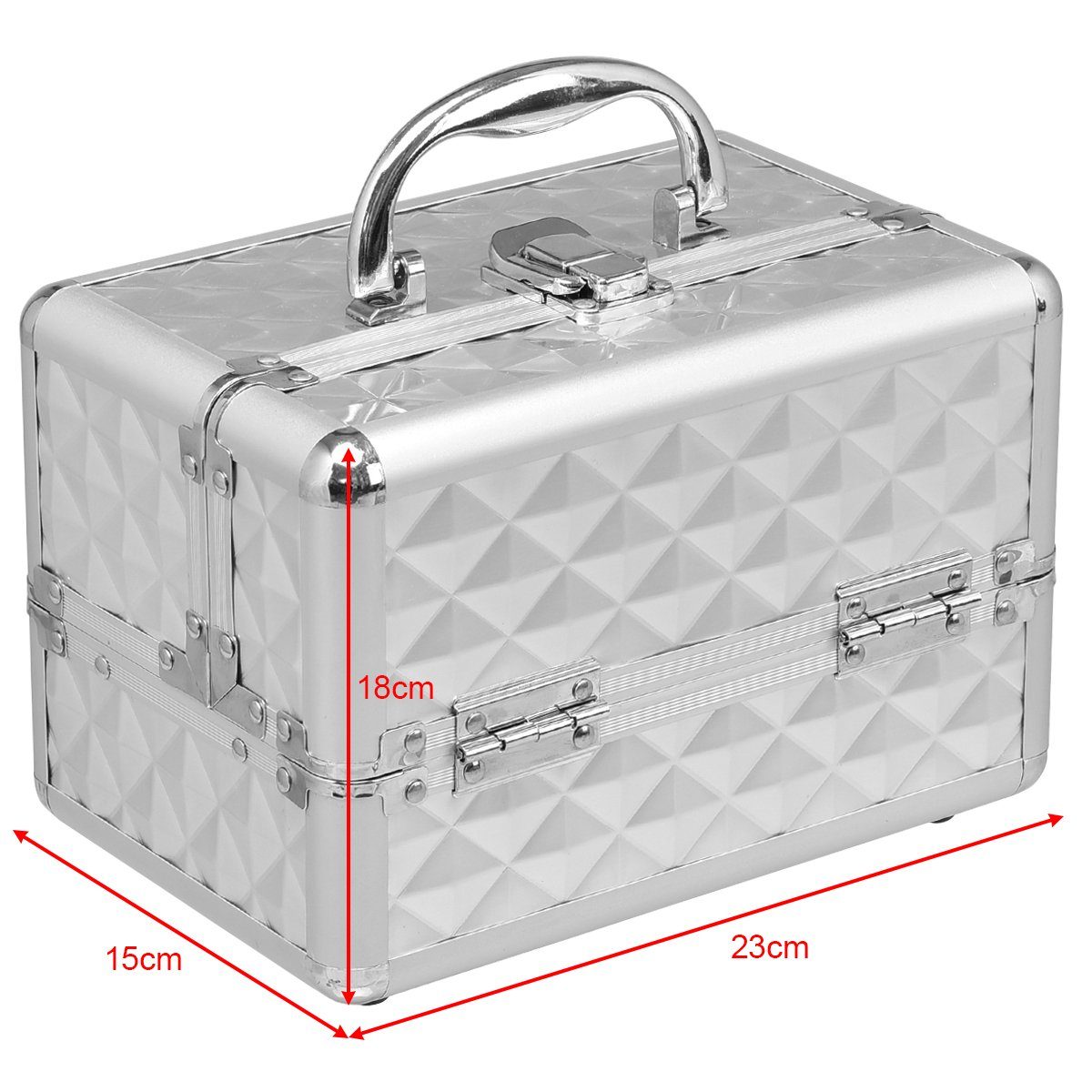 COSTWAY Schmuckkoffer, mit Spiegel, 23 x 15 x 18cm