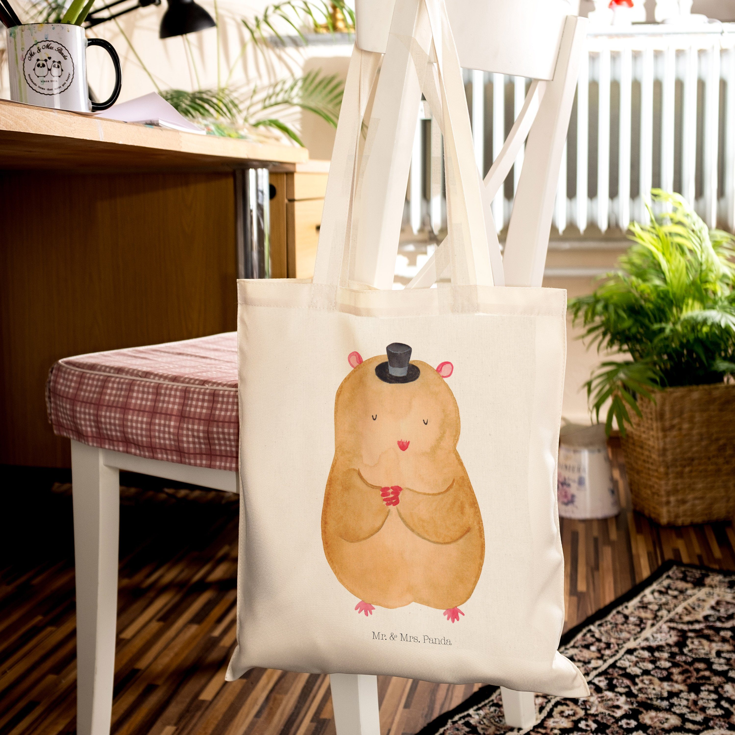 Mrs. mit Gute Geschenk, Mr. Tiere, - Laune, Transparent - Hamster Tragetasche Einkaufs Panda Hut (1-tlg) &